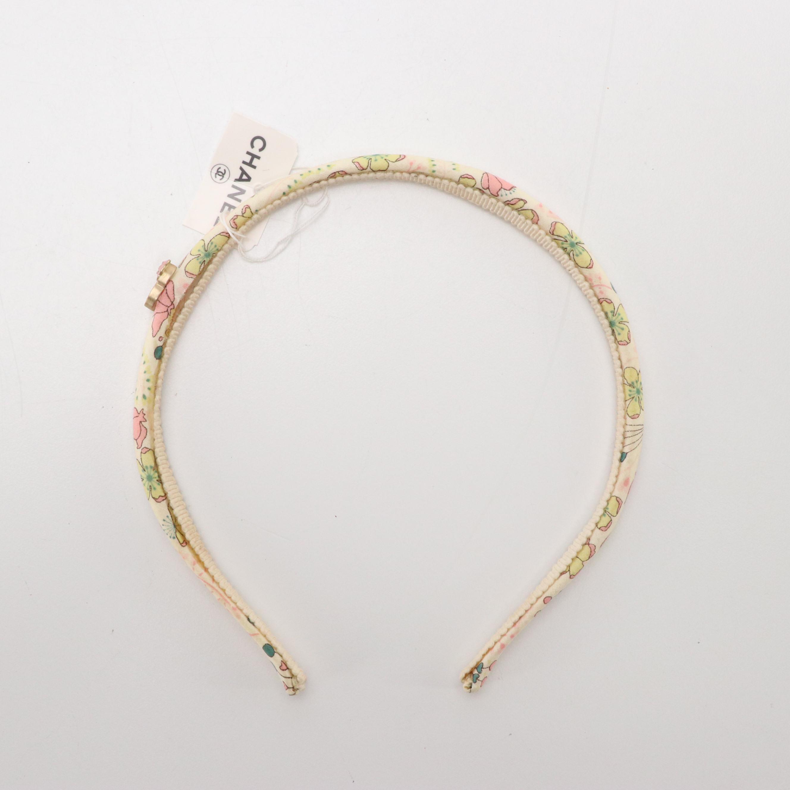 Chanel CC Camellia Print Thin Headband in Pastels