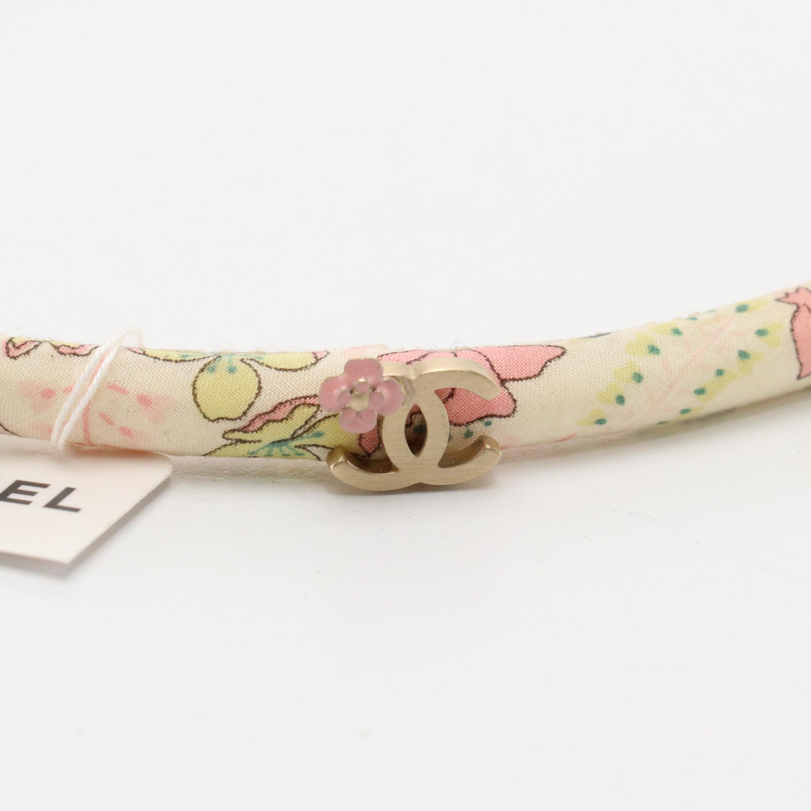 Chanel CC Camellia Print Thin Headband in Pastels
