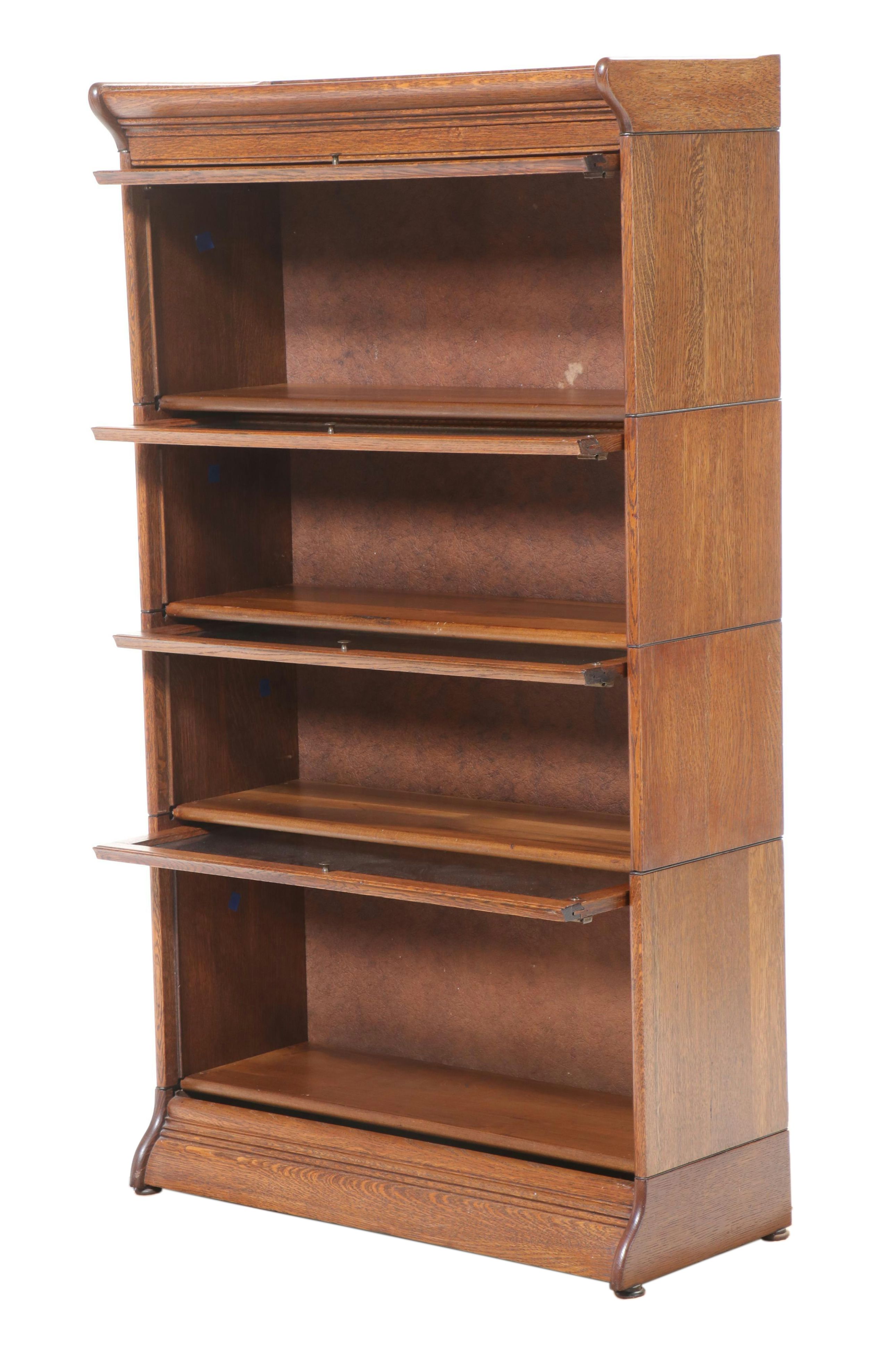 American Quartersawn Oak Four-Stack Barrister's Bookcase, Early 20th Century