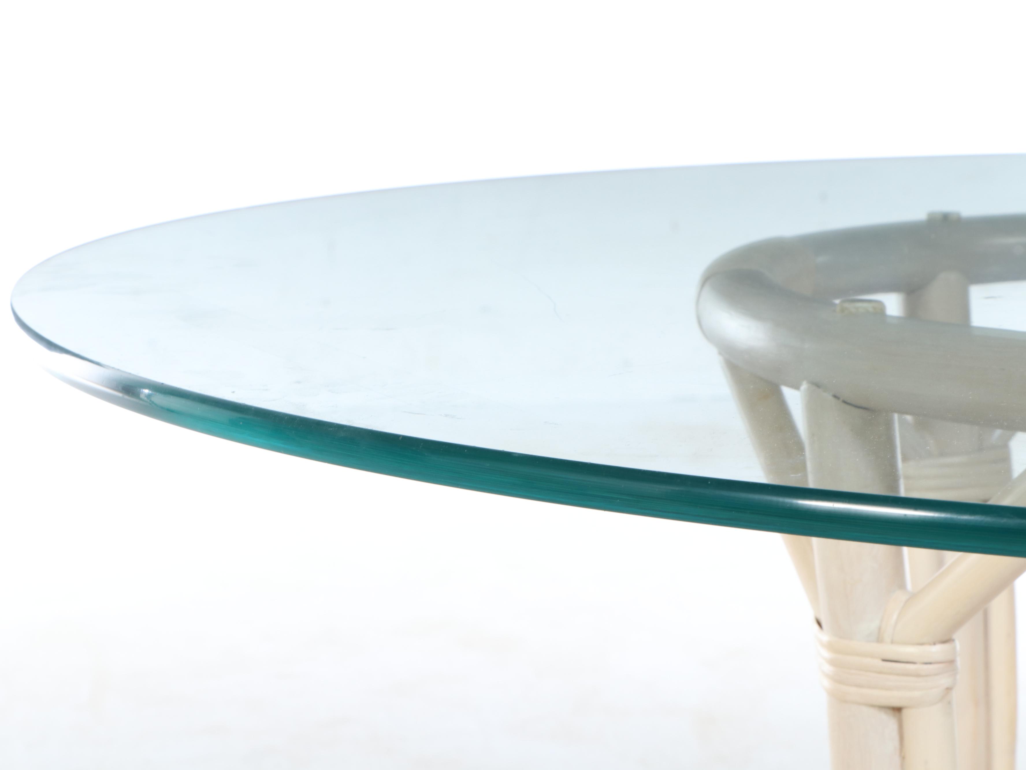 Five Piece Rattan Patio Dining Set with Glass Top Table