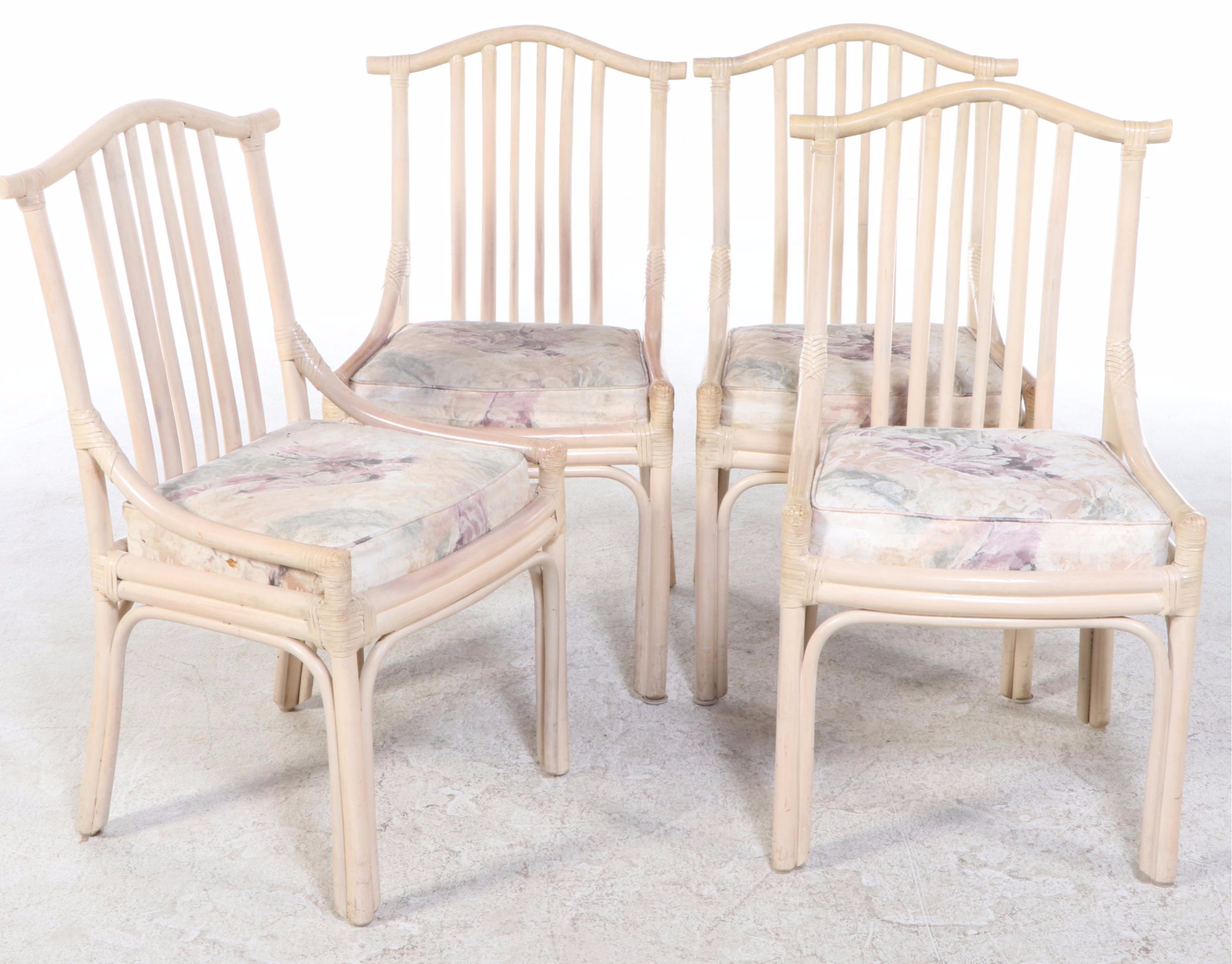 Five Piece Rattan Patio Dining Set with Glass Top Table