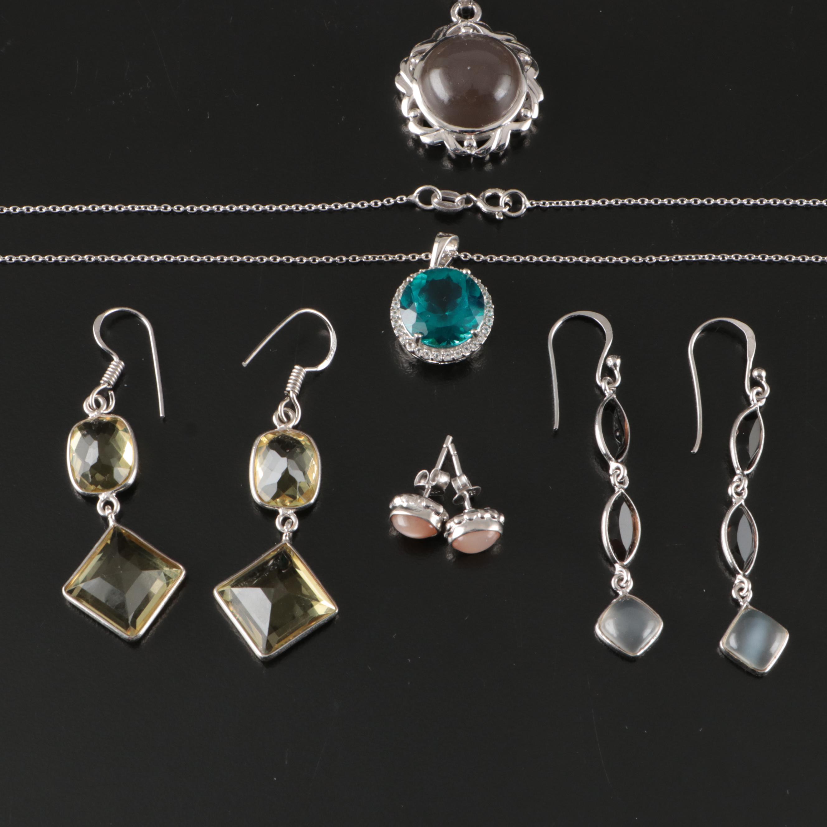 14 Assorted Sterling Silver Rings, Necklaces, Earrings, and Pendants