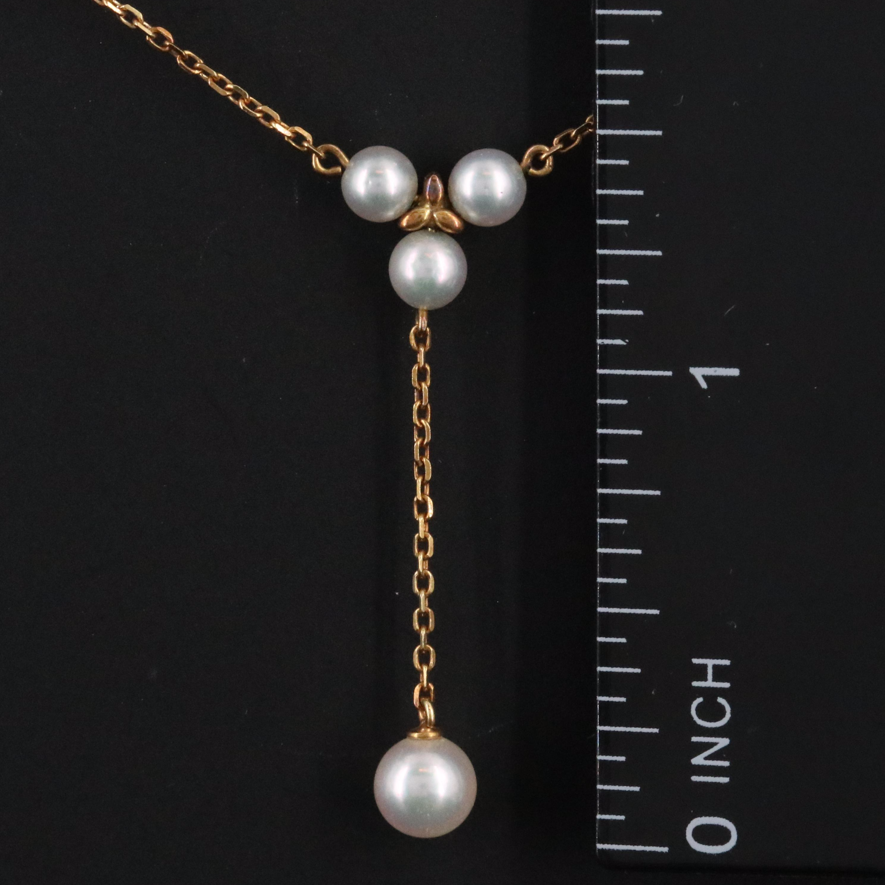 Mikomoto 18K Pearl Lavalier Necklace