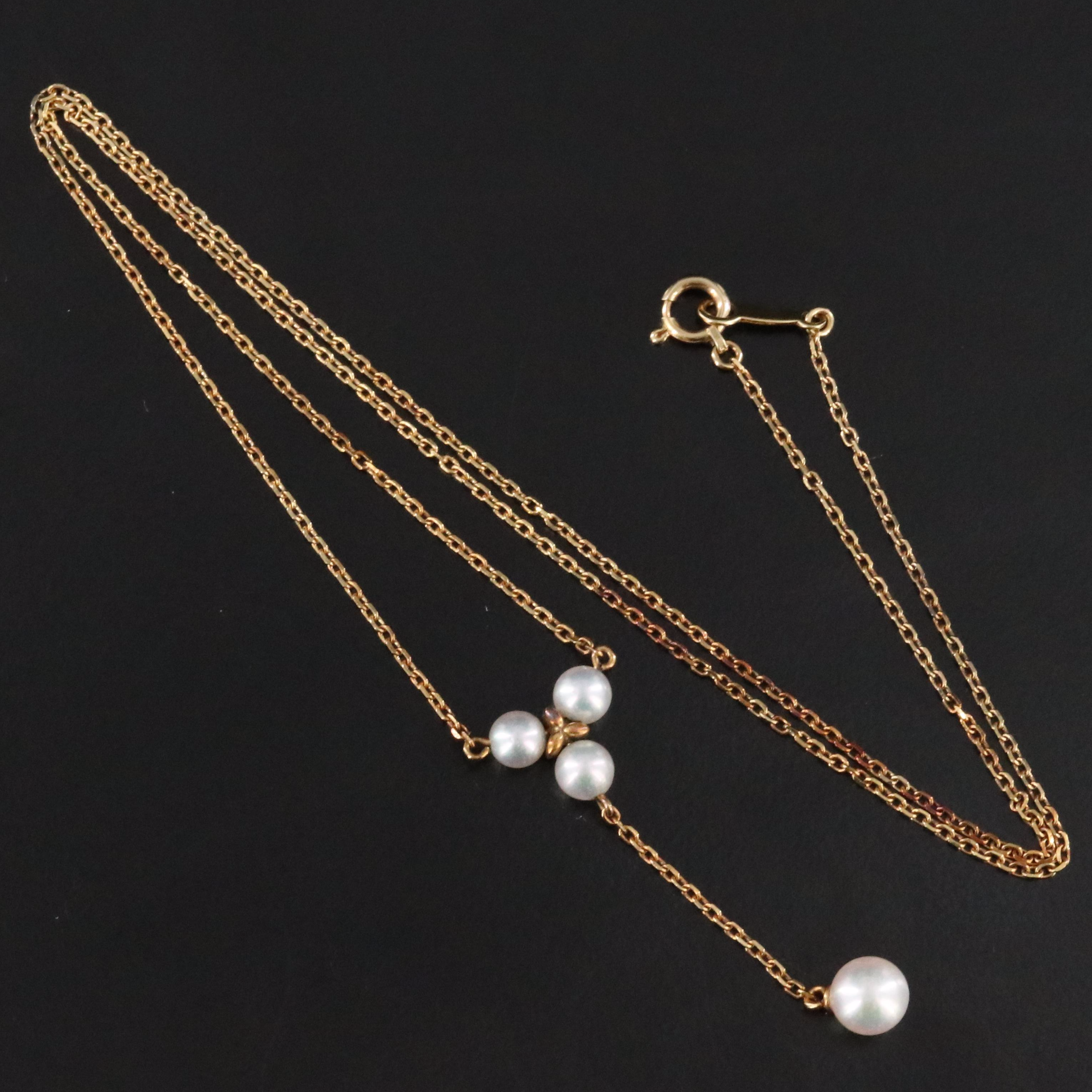 Mikomoto 18K Pearl Lavalier Necklace