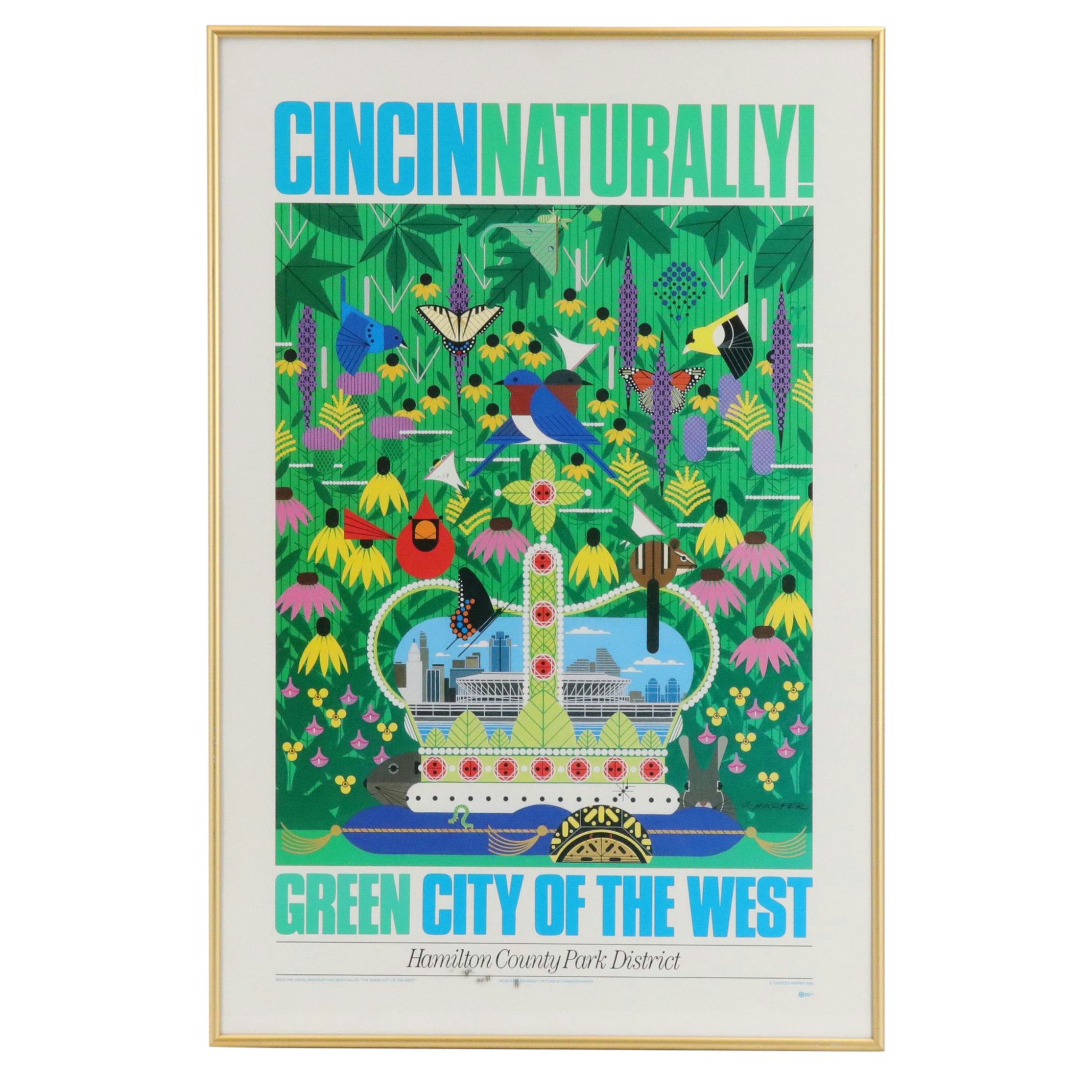 Charley Harper "Cincinnaturally!" Offset Lithograph Poster, 1992