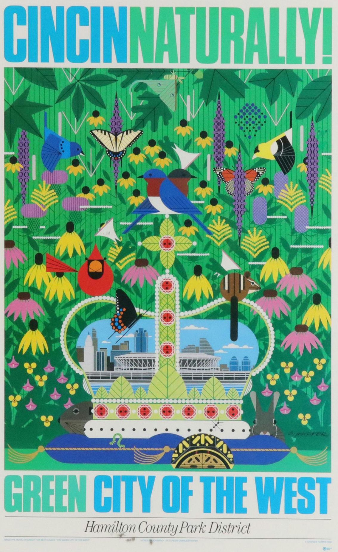 Charley Harper "Cincinnaturally!" Offset Lithograph Poster, 1992
