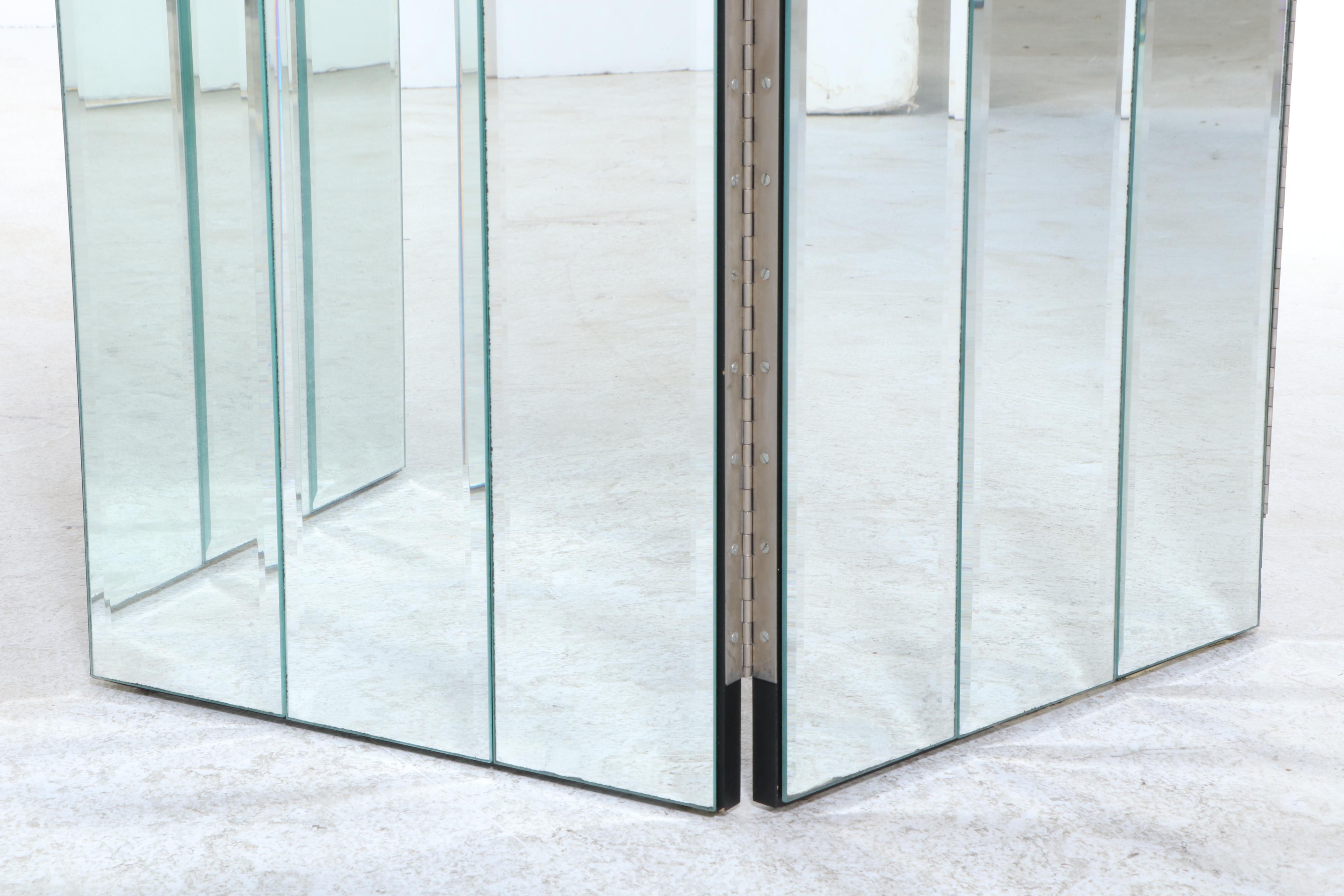 Pair of Deco Revival Mirrored Two-Panel Room Dividers