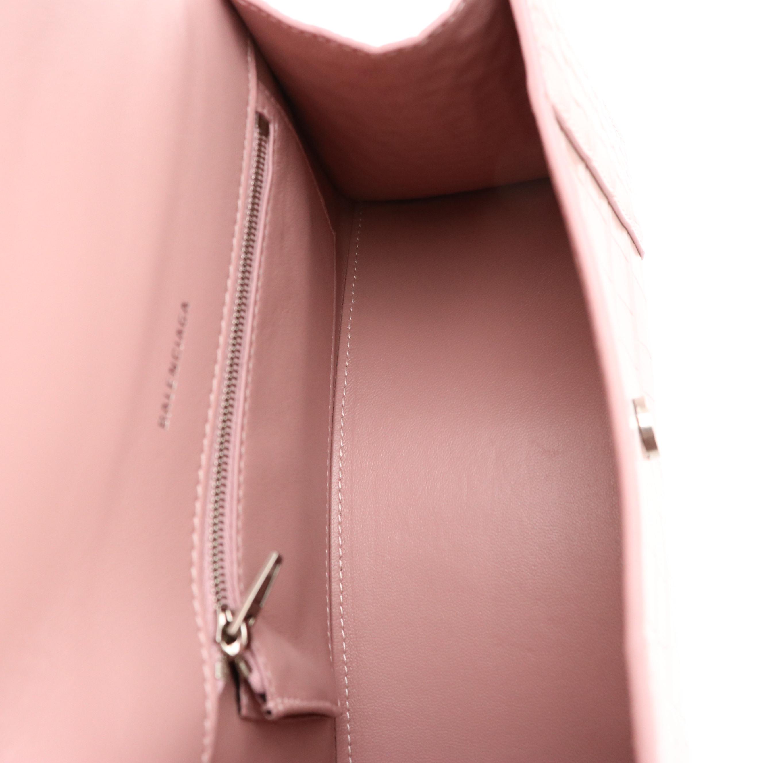 Balenciaga Small Hourglass Two-Way Bag in Lilac Croc Embossed Leather