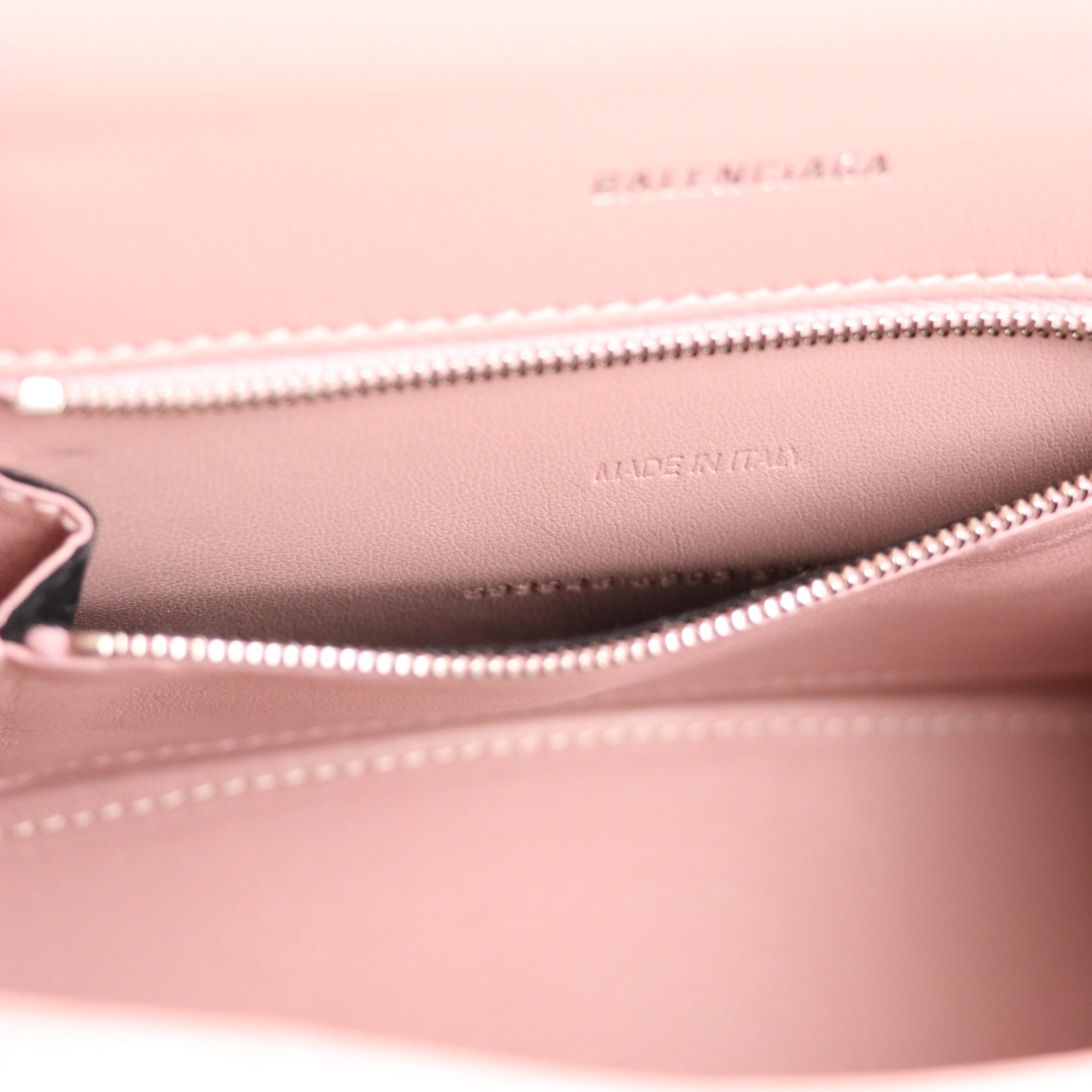 Balenciaga Small Hourglass Two-Way Bag in Lilac Croc Embossed Leather