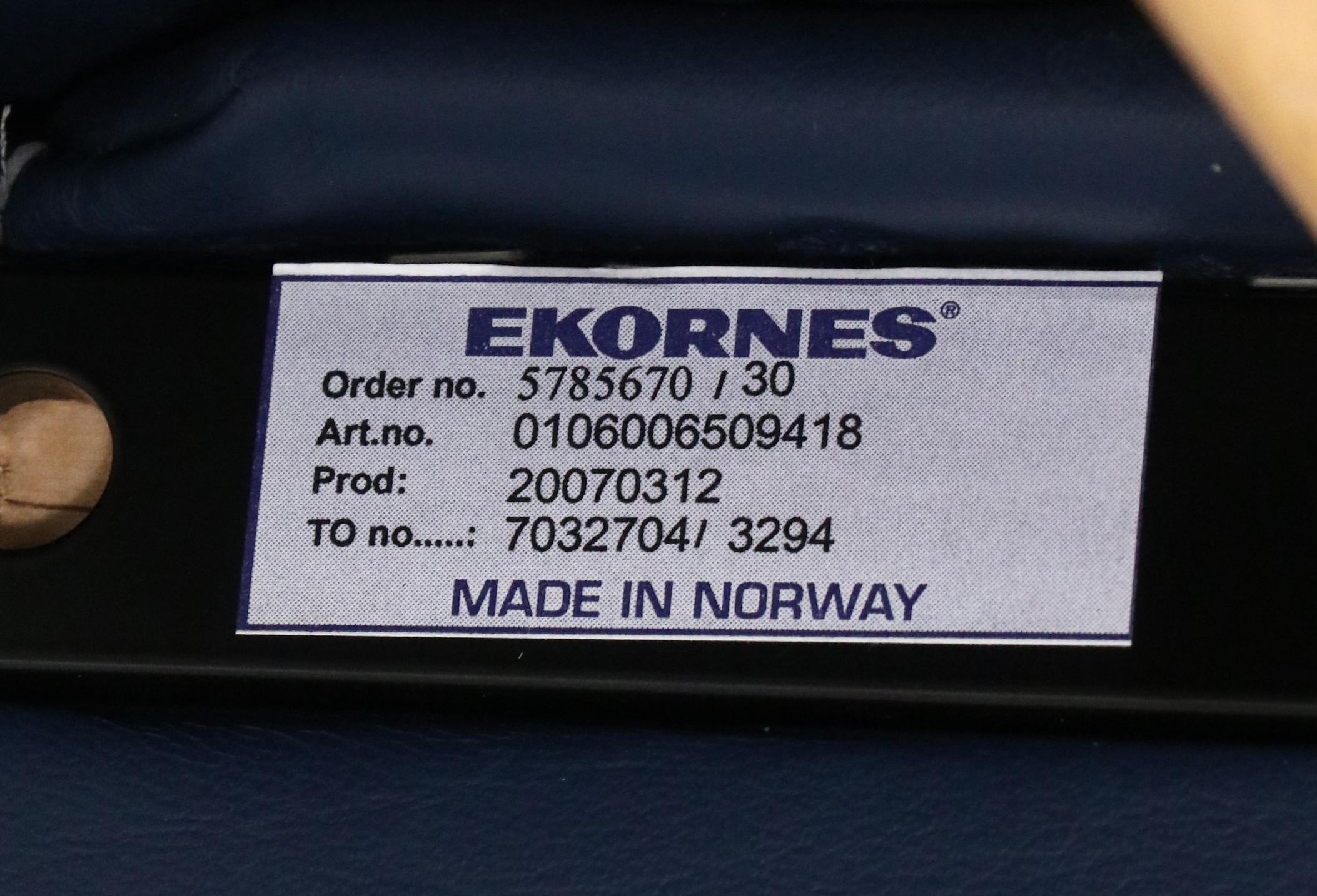 Danish Ekornes Stressless Chair and Console in Blue Leather and Birch, 21st C