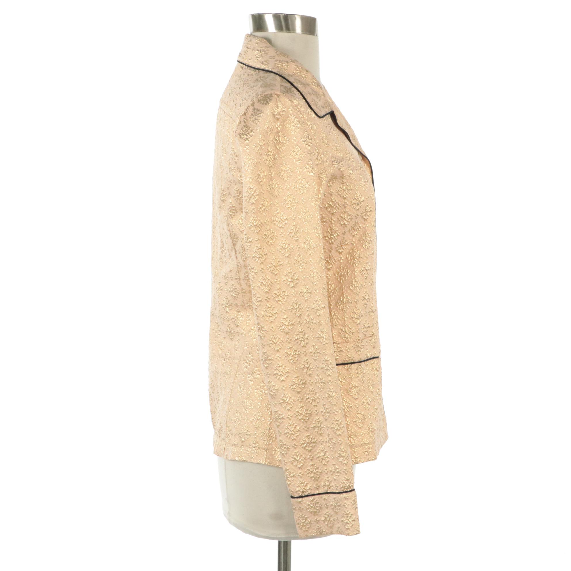 Prada Metallic Textured Silk Button-Up Shirt, 2000s