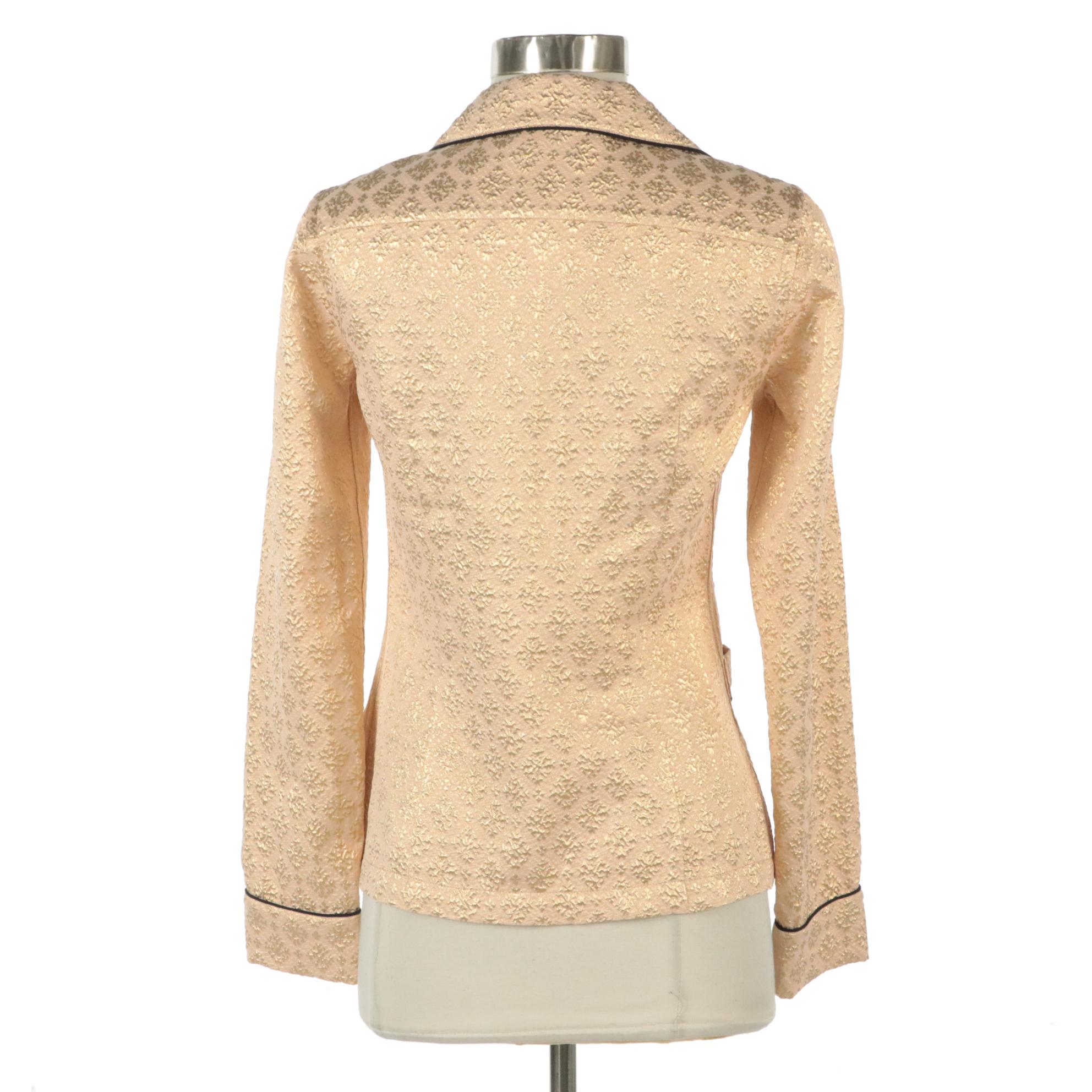 Prada Metallic Textured Silk Button-Up Shirt, 2000s