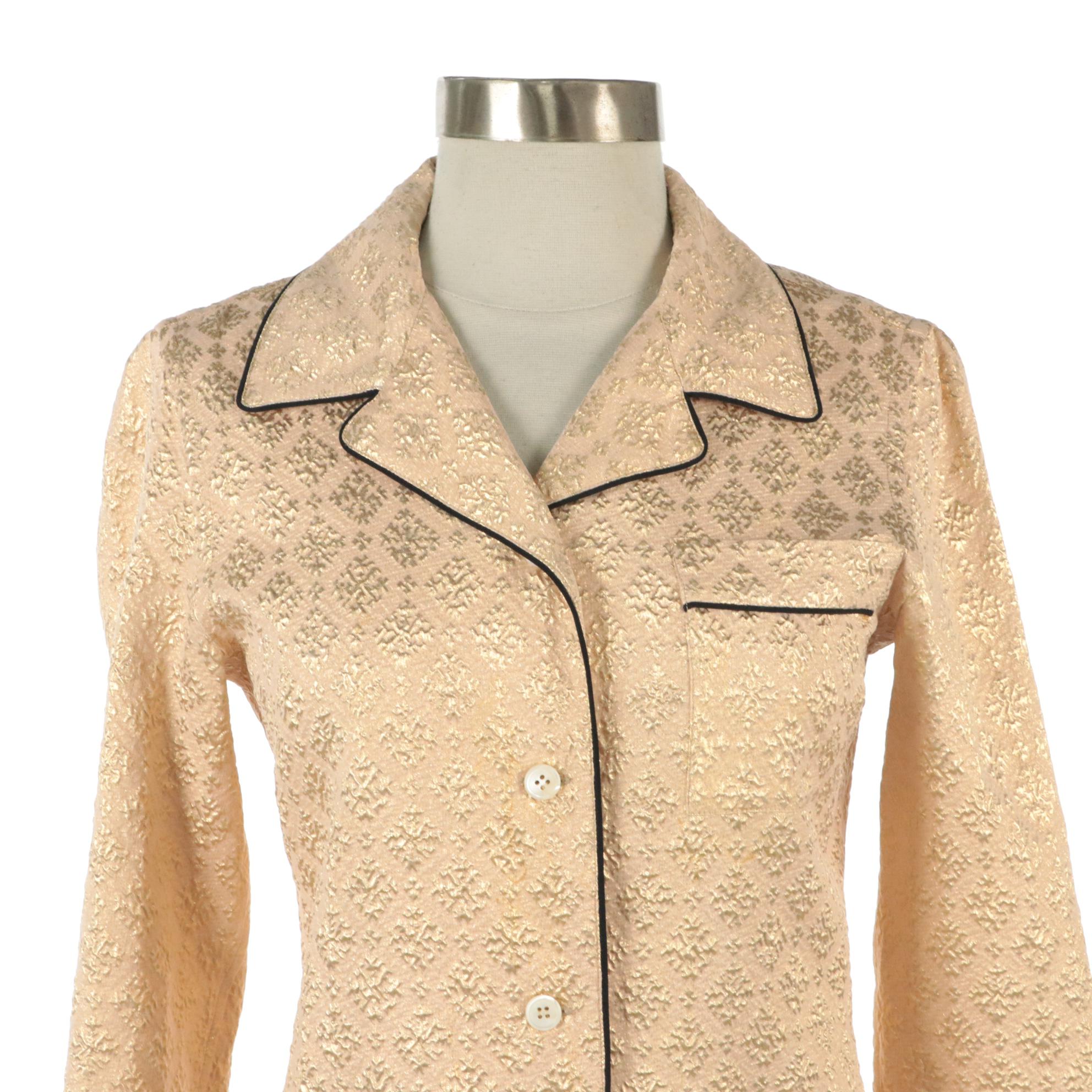 Prada Metallic Textured Silk Button-Up Shirt, 2000s