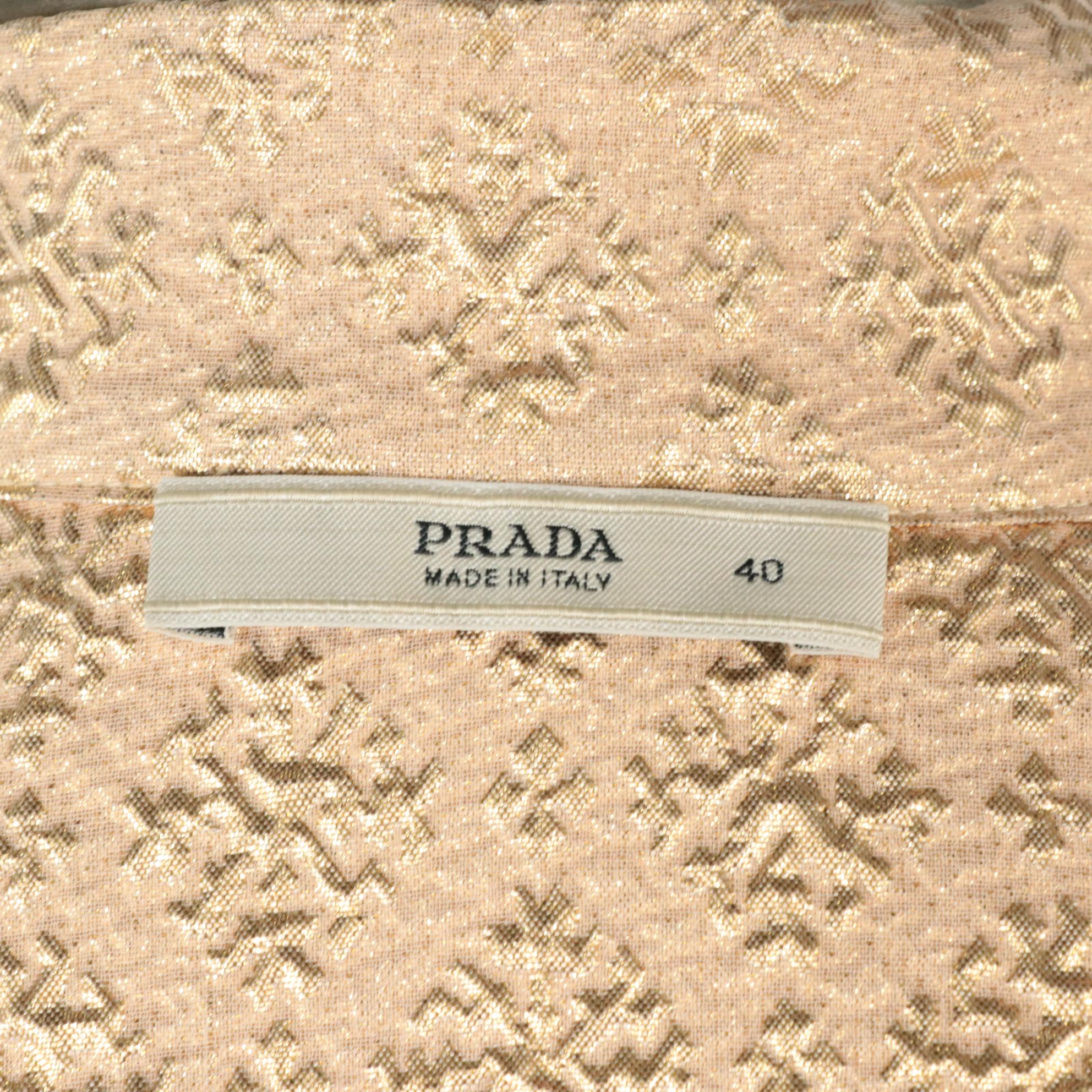 Prada Metallic Textured Silk Button-Up Shirt, 2000s