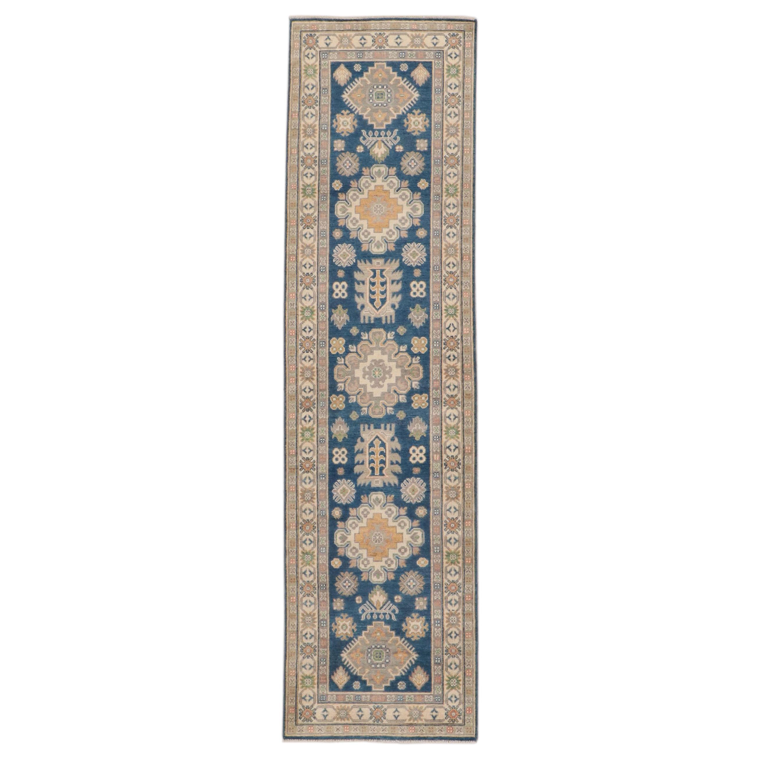 2'5 x 9'9 Hand-Knotted Afghan Kazak Carpet Runner