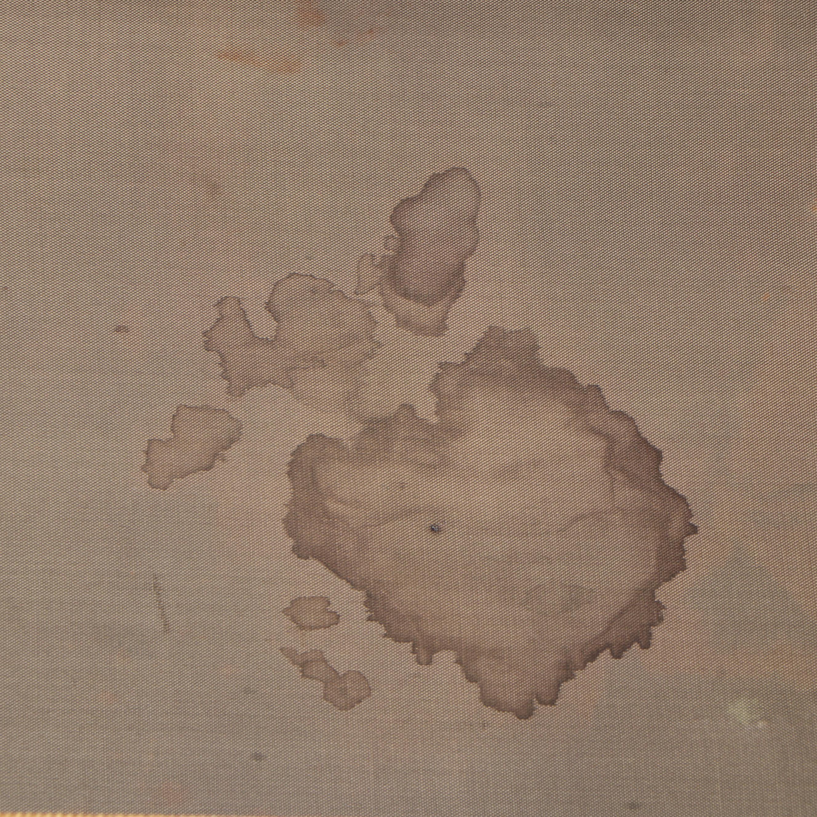 Art Deco Style Striped Canvas and Leather Suitcase, Early to Mid-20th Century