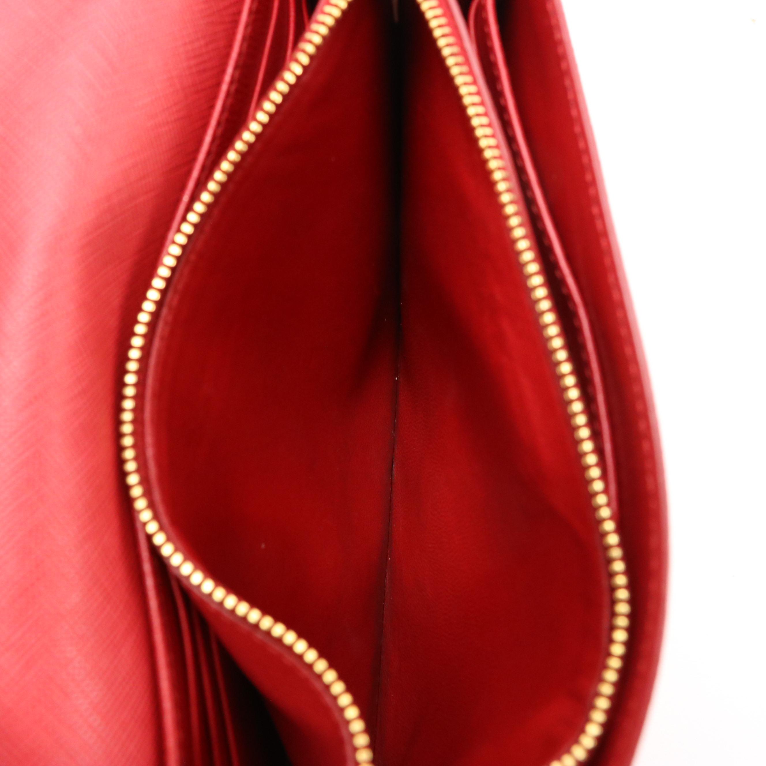 Prada Bow Flap Crossbody Clutch in Red Saffiano Leather