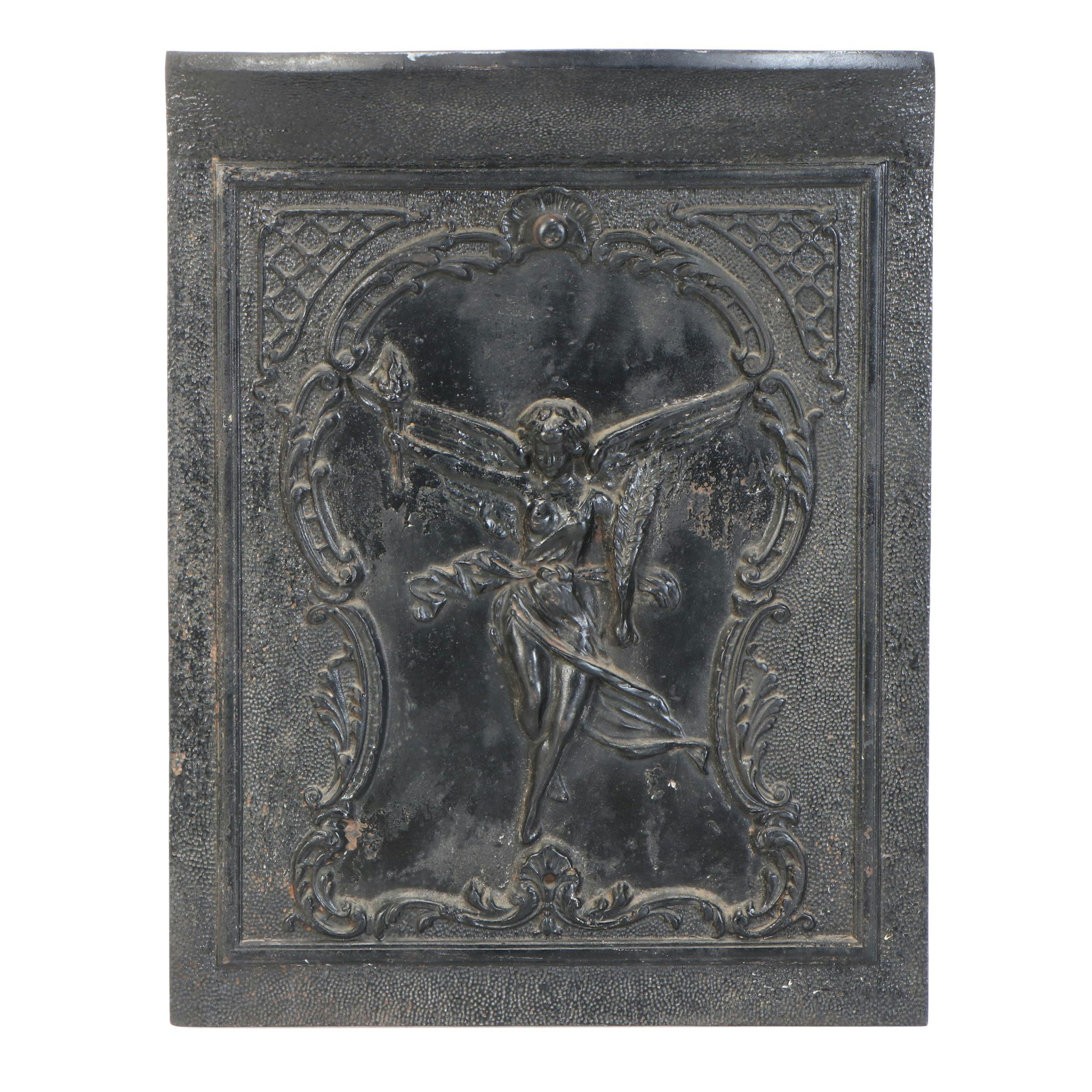 Art Nouveau Style Cast Iron Fireplace Summer Cover, Late 19th/Early 20th C.