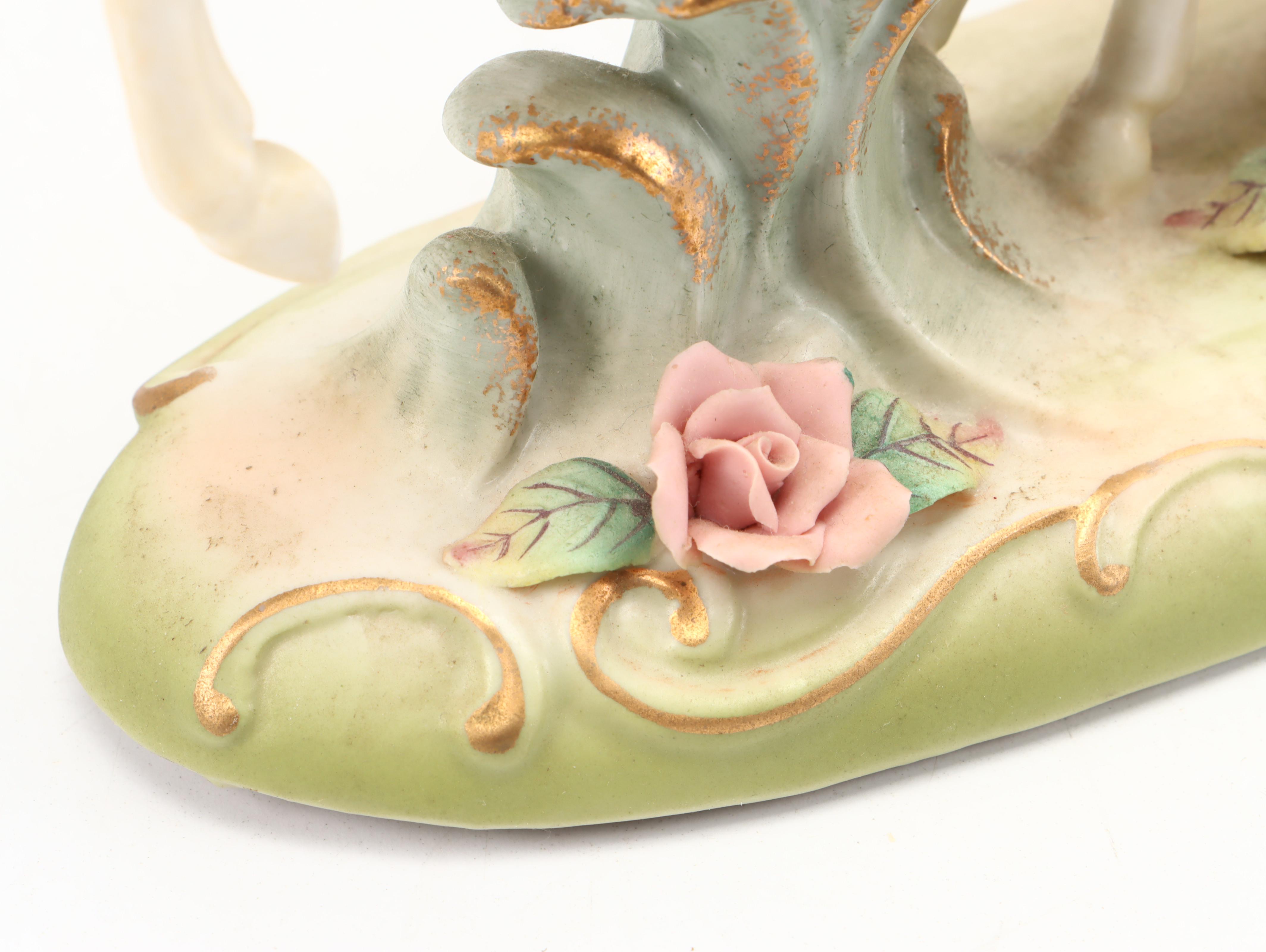 Moriyama China Putto Pulling Cart with Lefton Cart and More Porcelain Figurines