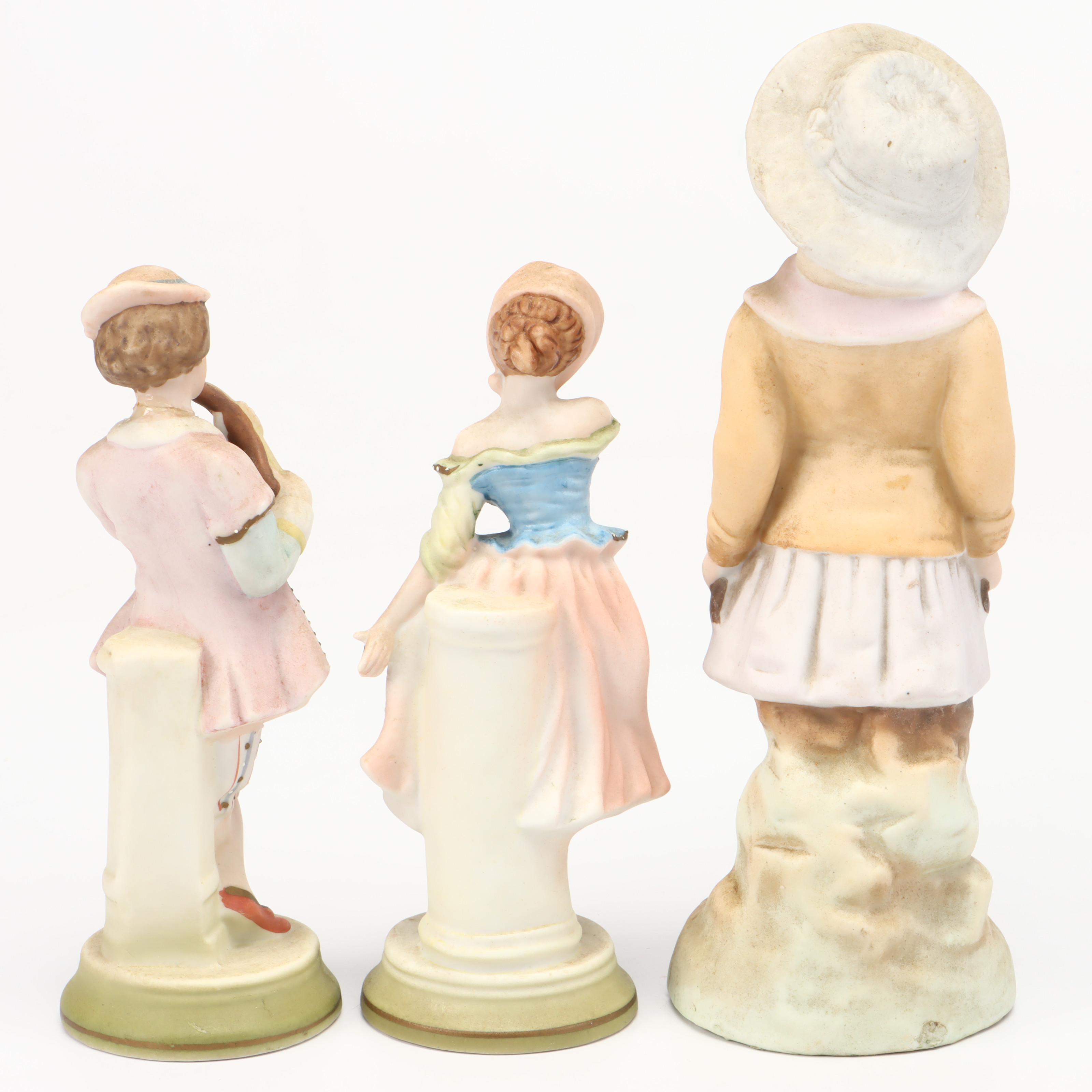 Moriyama China Putto Pulling Cart with Lefton Cart and More Porcelain Figurines