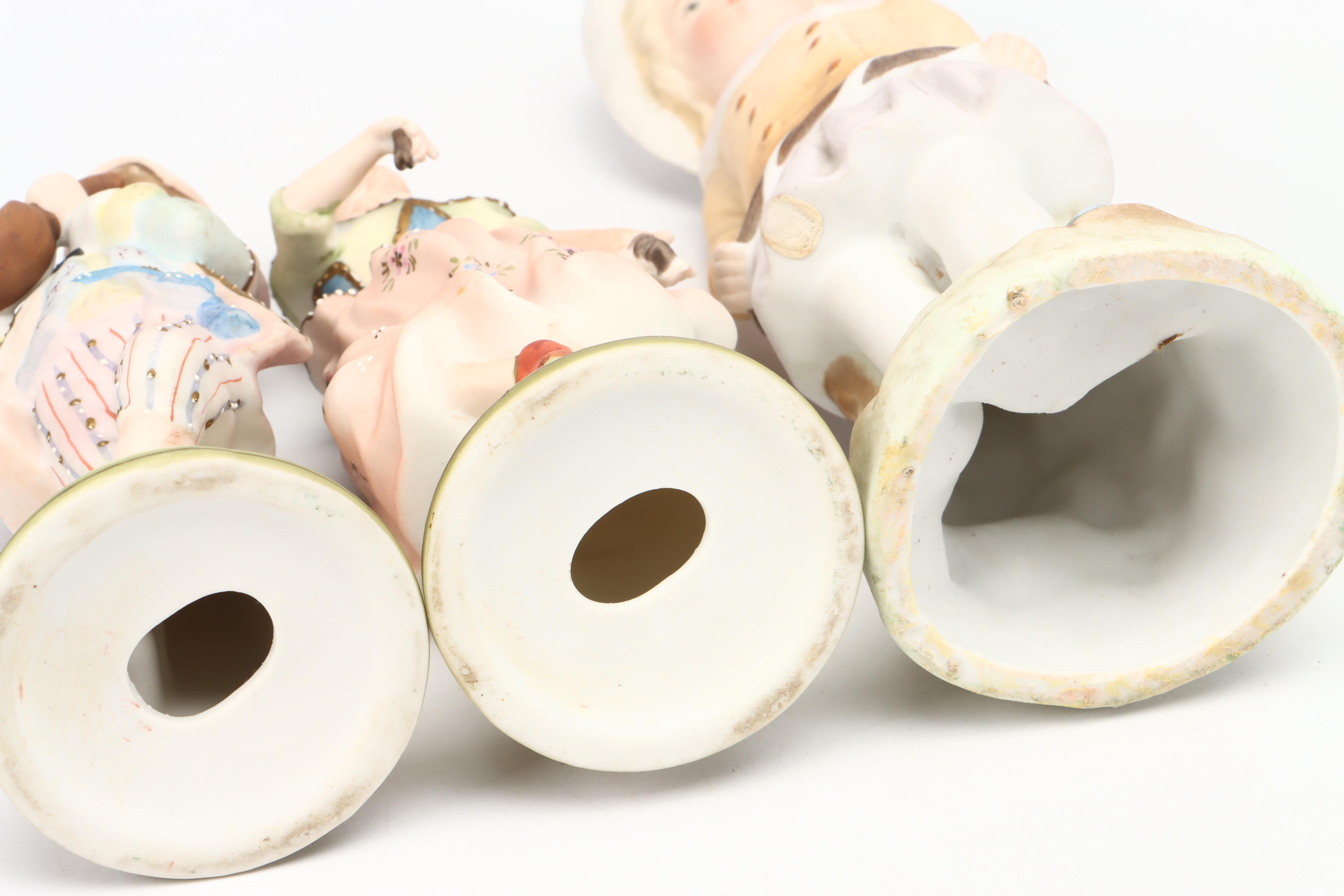 Moriyama China Putto Pulling Cart with Lefton Cart and More Porcelain Figurines