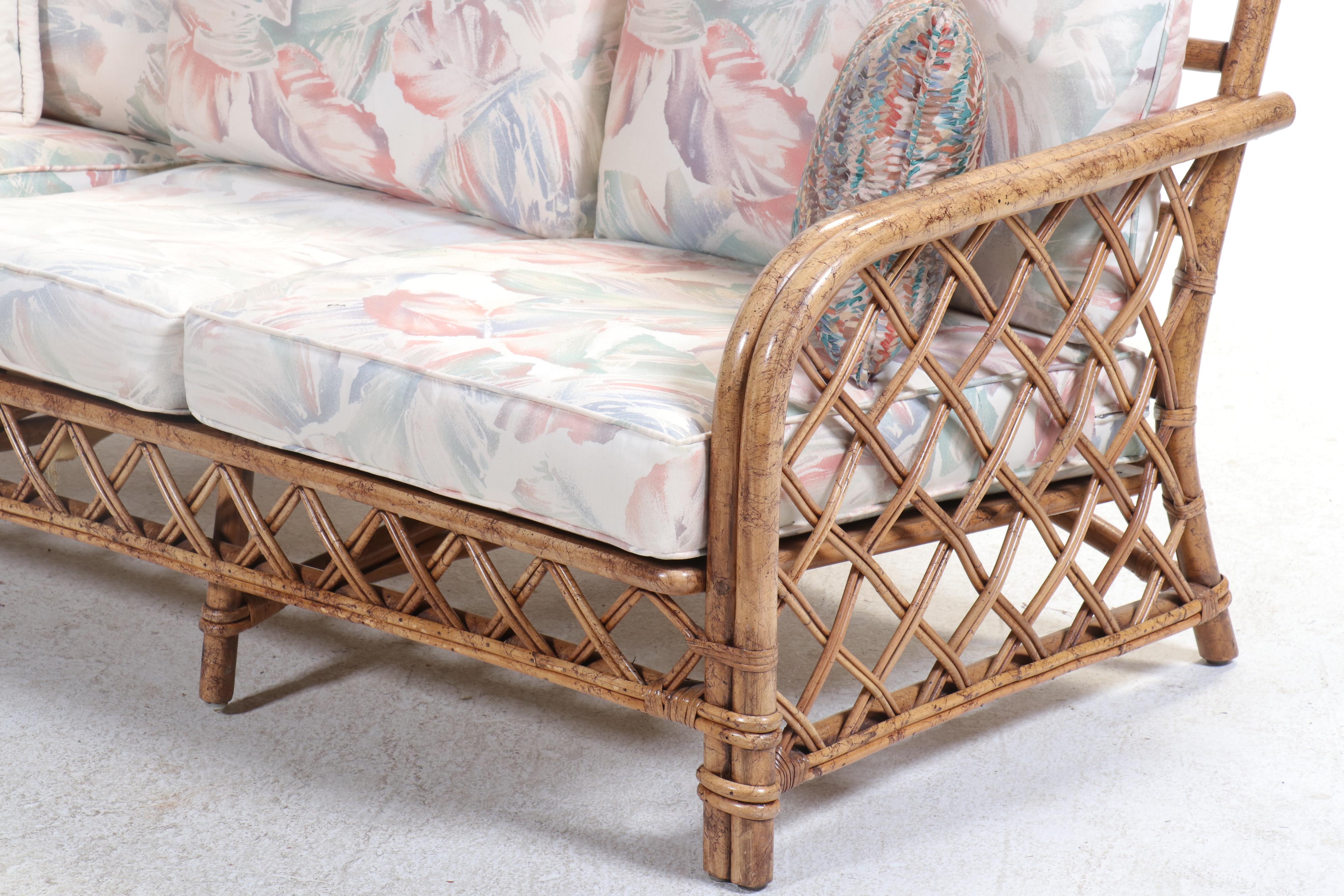 Three-Piece Ficks Reed Rattan Patio Seating Set, Mid to Late 20th Century