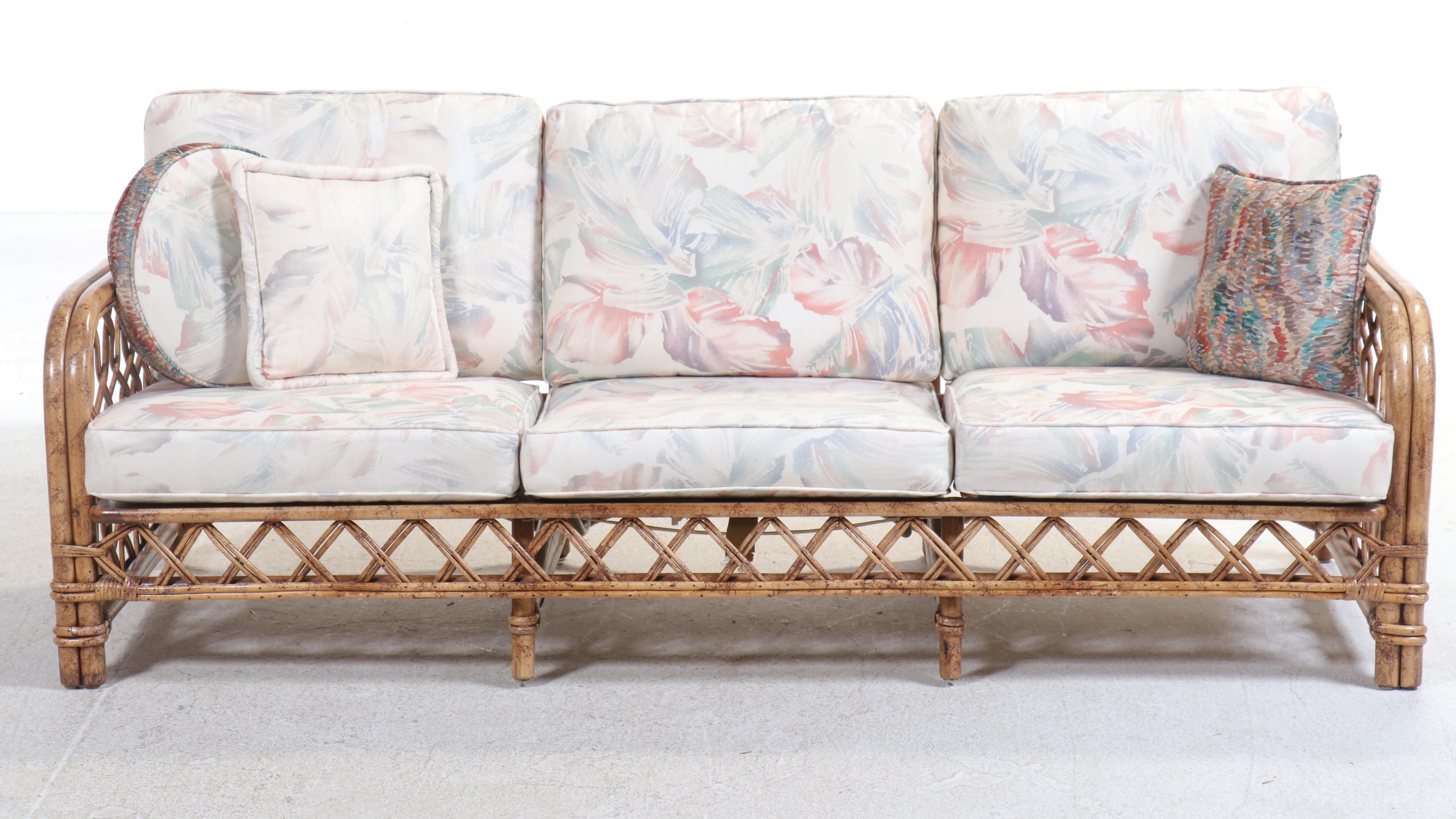 Three-Piece Ficks Reed Rattan Patio Seating Set, Mid to Late 20th Century