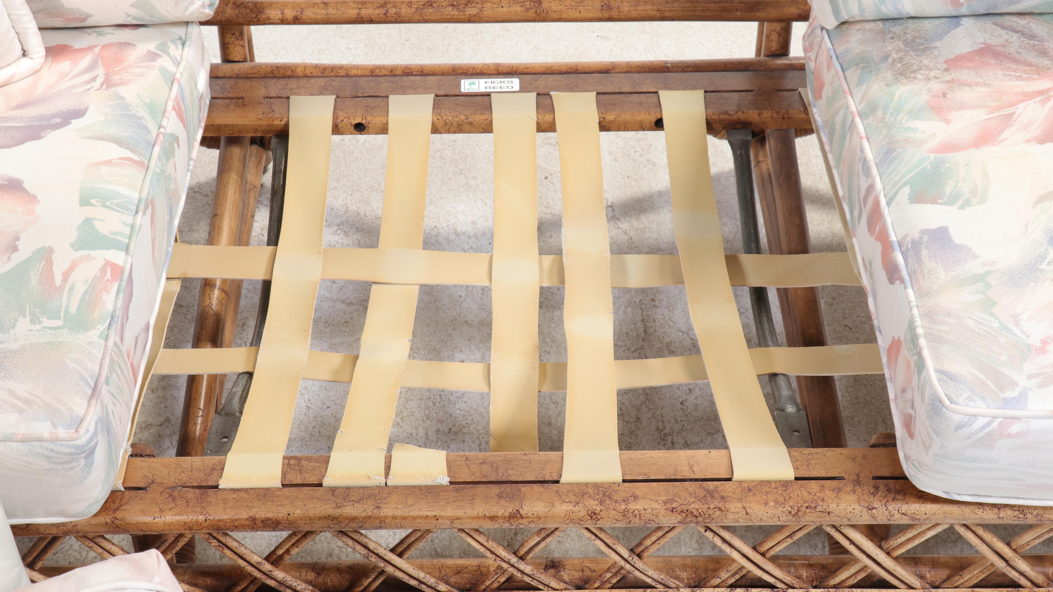 Three-Piece Ficks Reed Rattan Patio Seating Set, Mid to Late 20th Century