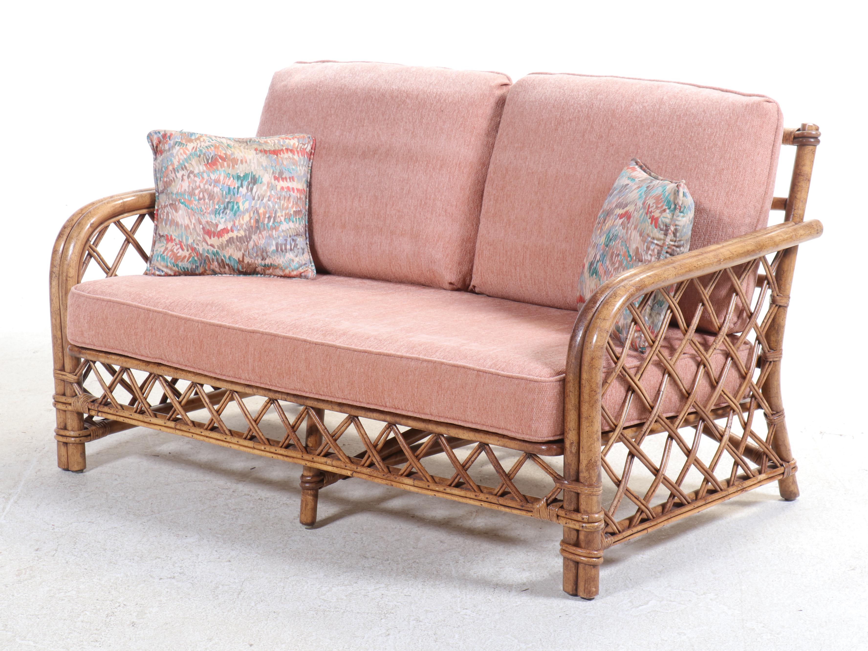 Three-Piece Ficks Reed Rattan Patio Seating Set, Mid to Late 20th Century