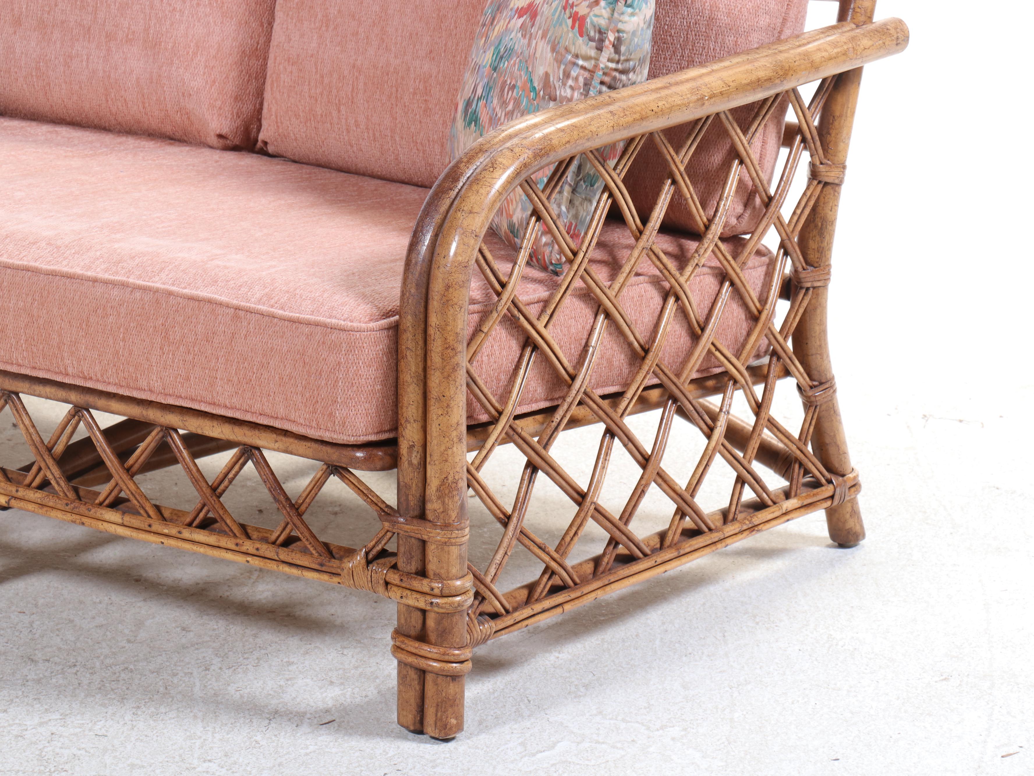 Three-Piece Ficks Reed Rattan Patio Seating Set, Mid to Late 20th Century