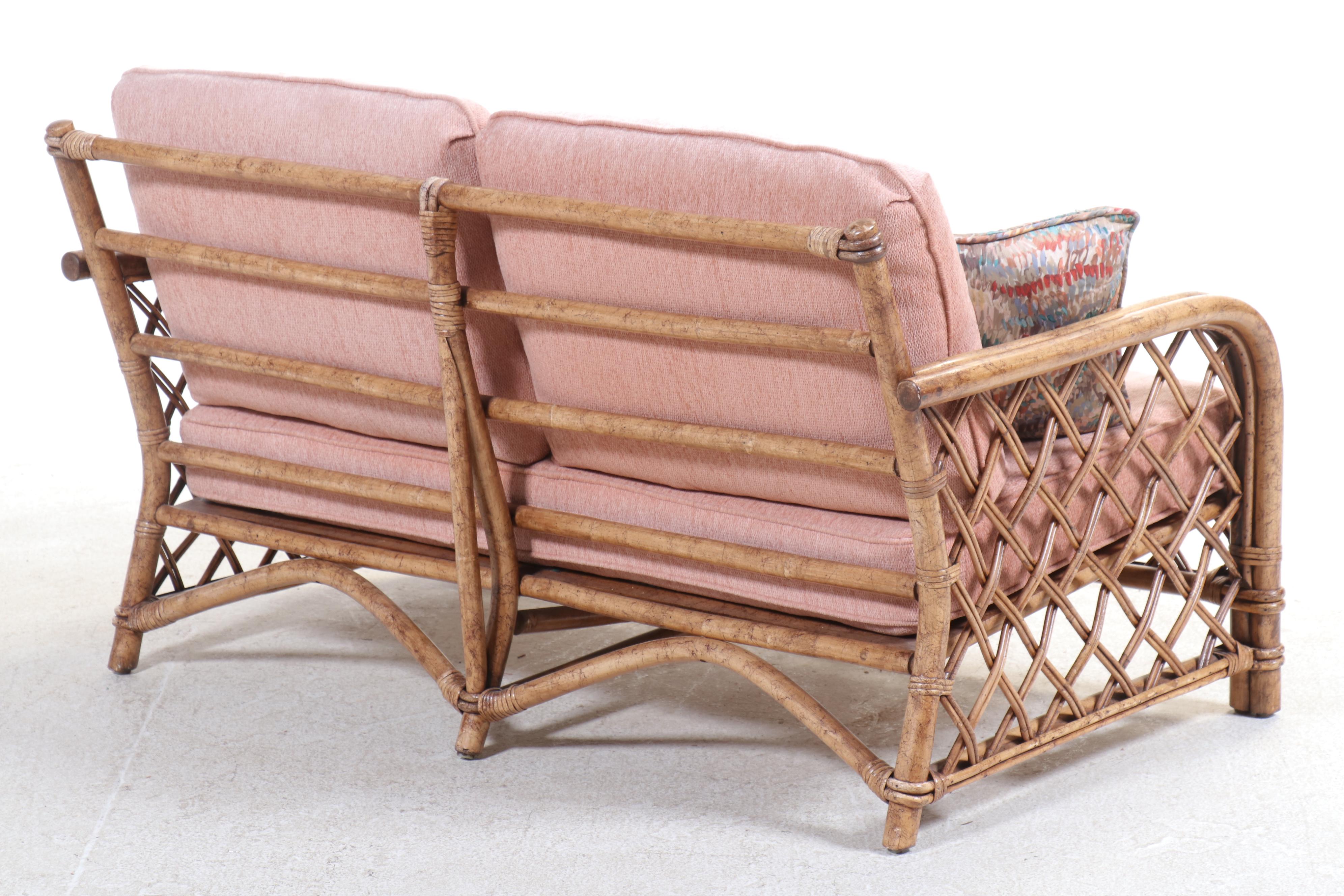 Three-Piece Ficks Reed Rattan Patio Seating Set, Mid to Late 20th Century