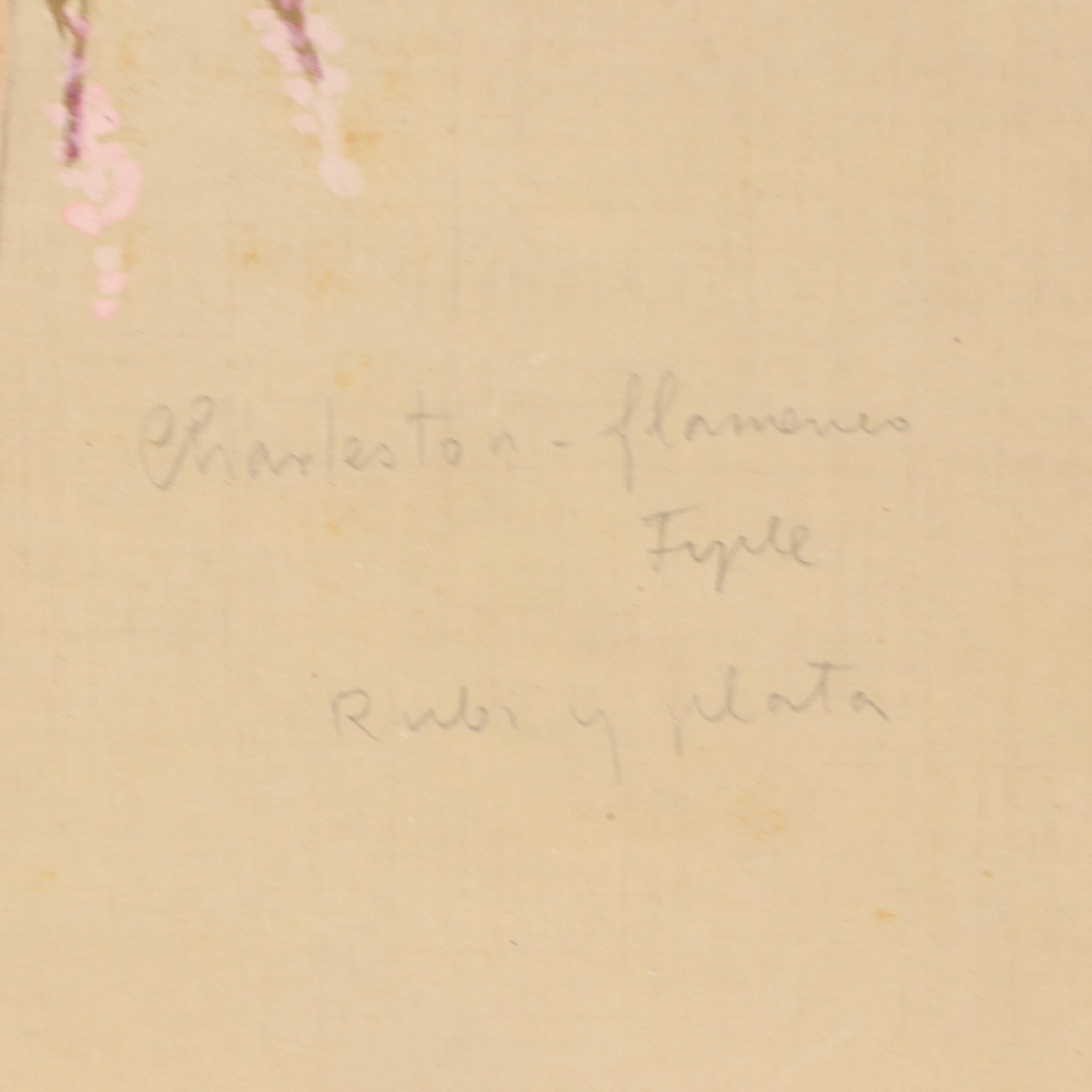 Attributed to Álvaro Retana Fashion Drawing of Charleston-Flamenco Dancer