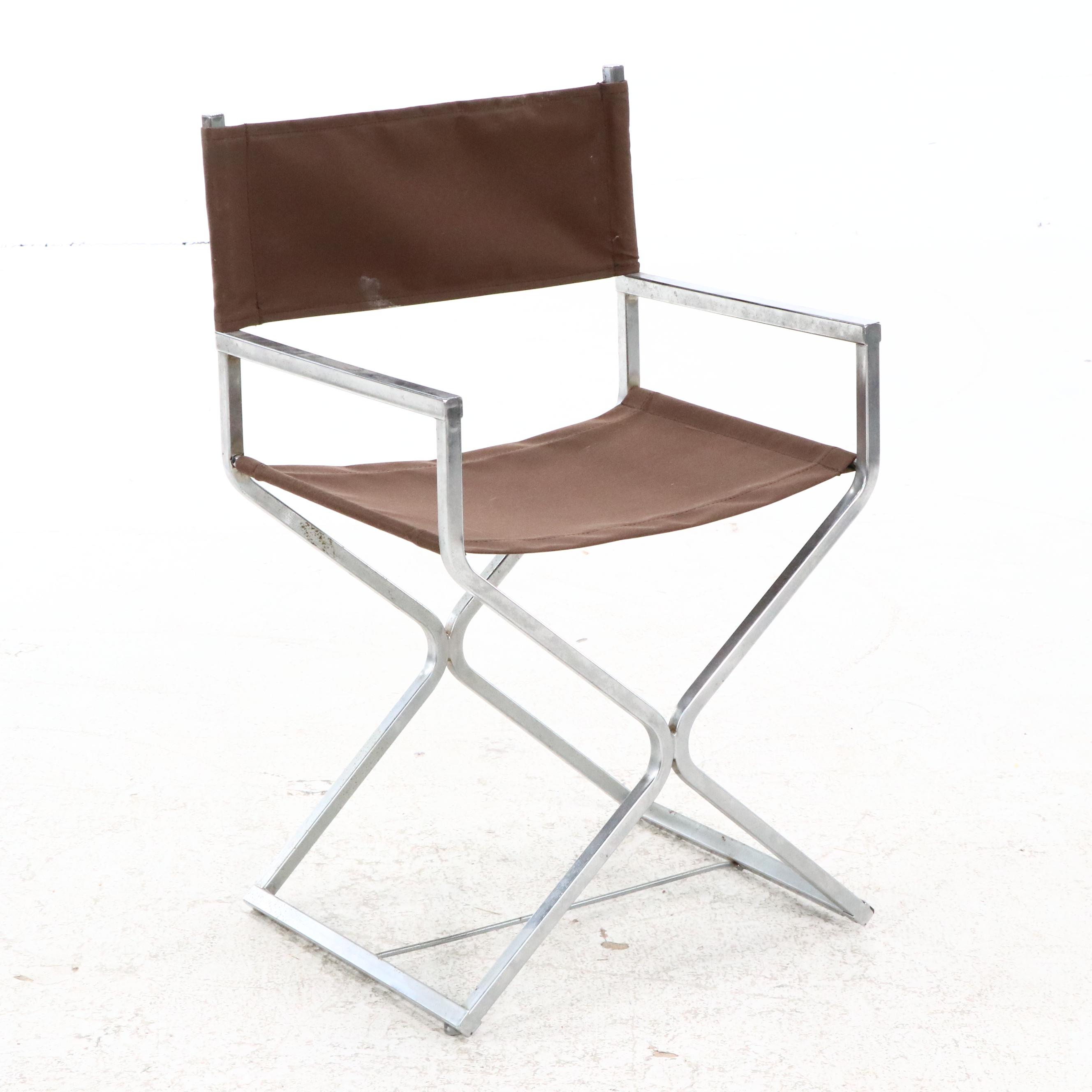 Set of Four Mid Century Modern Style Chrome Director's Chairs, Mid-Late 20th C.