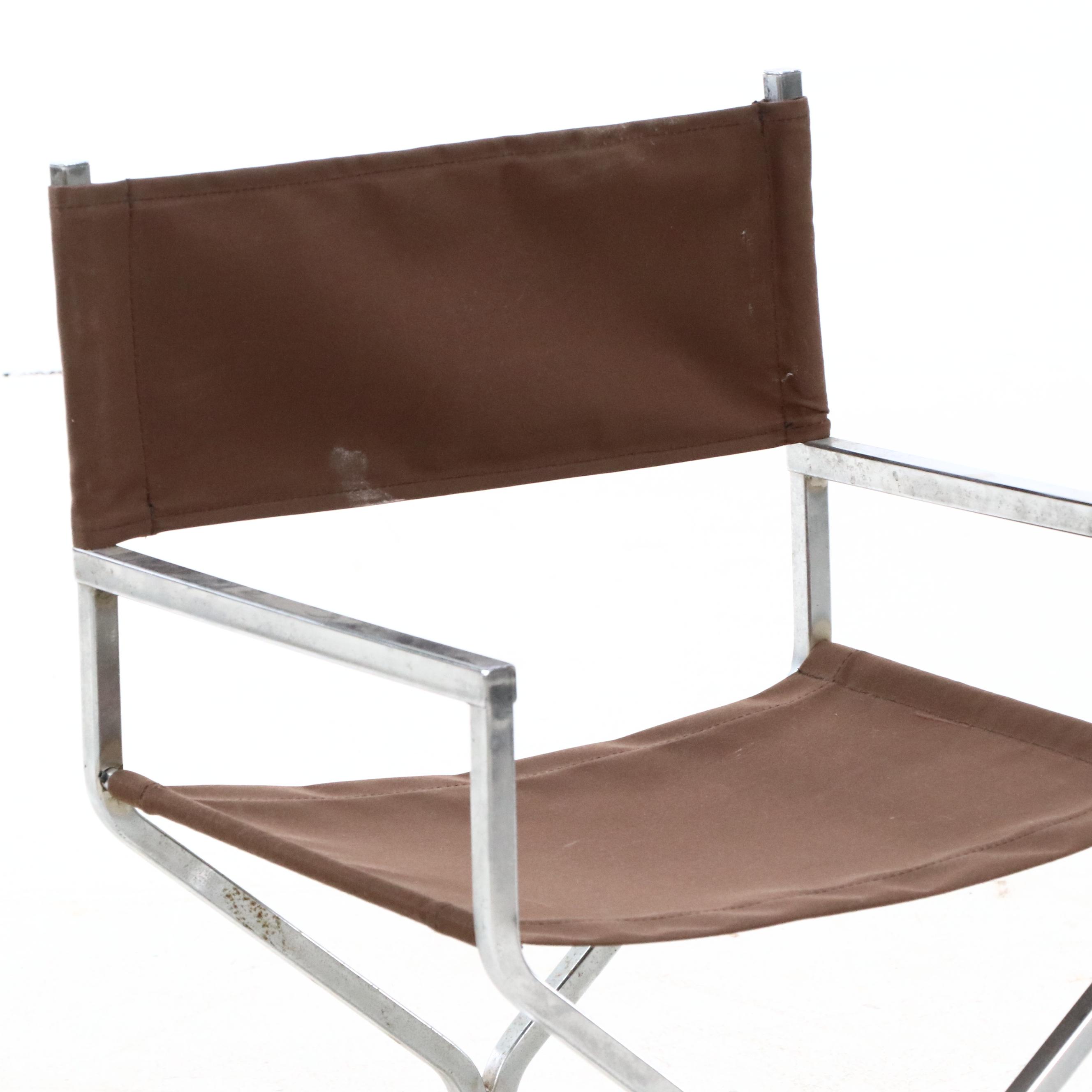 Set of Four Mid Century Modern Style Chrome Director's Chairs, Mid-Late 20th C.