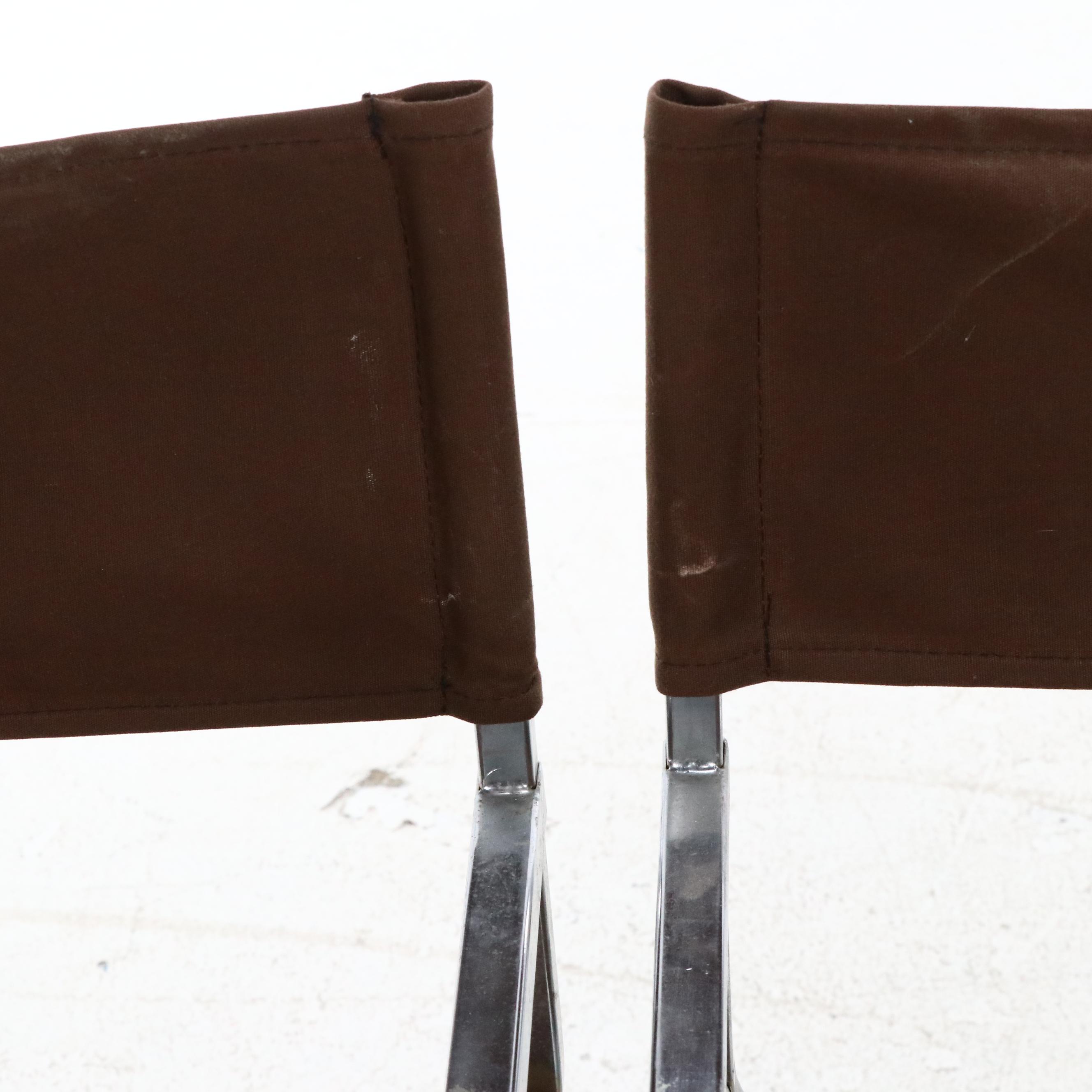 Set of Four Mid Century Modern Style Chrome Director's Chairs, Mid-Late 20th C.