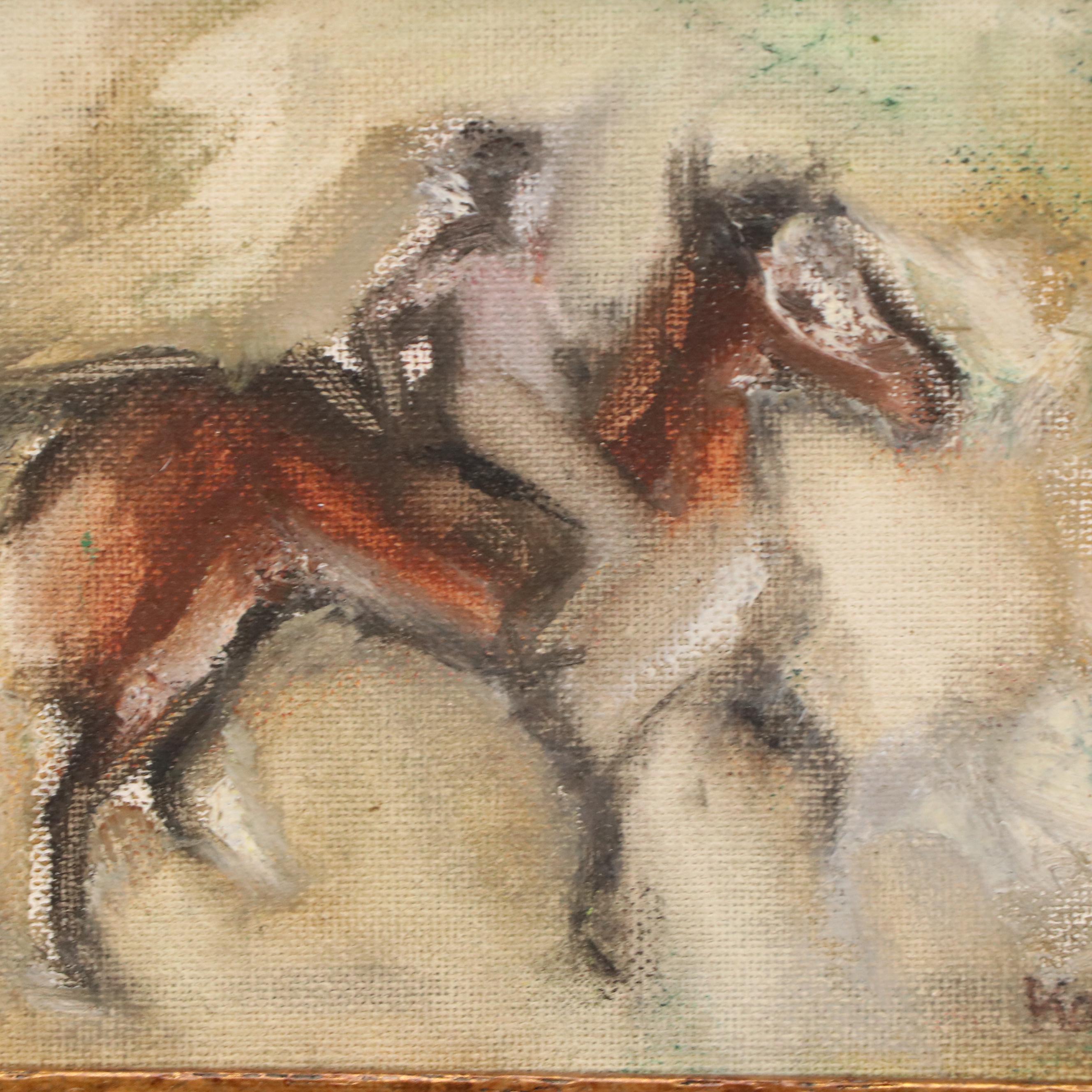 Alla Prima Oil Painting of Horse and Rider, Circa 2010