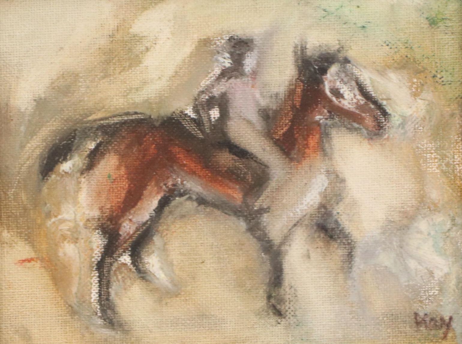 Alla Prima Oil Painting of Horse and Rider, Circa 2010