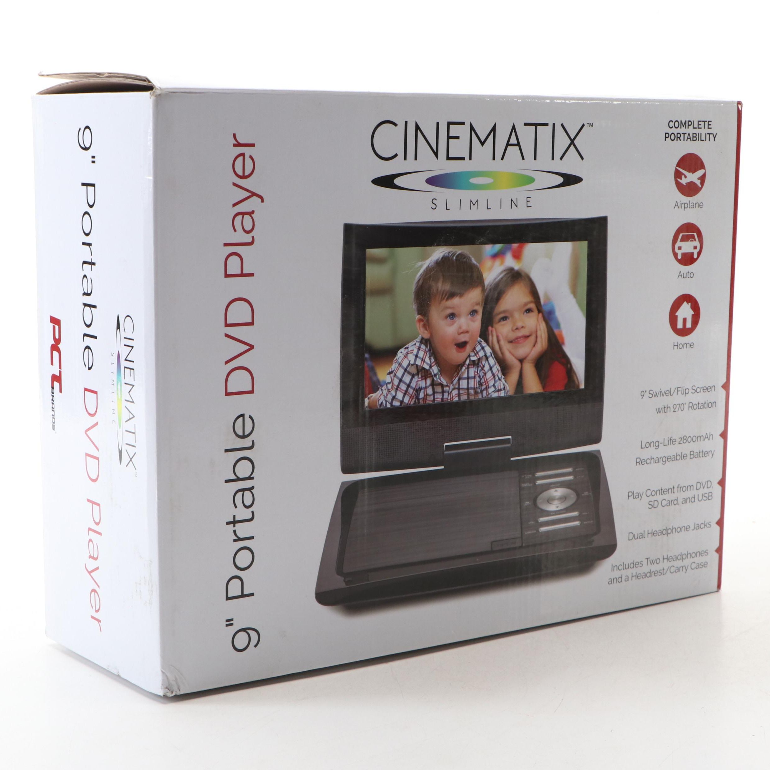 Cinematix Slimline 9" Portable DVD Player with Over-Ear Headphones