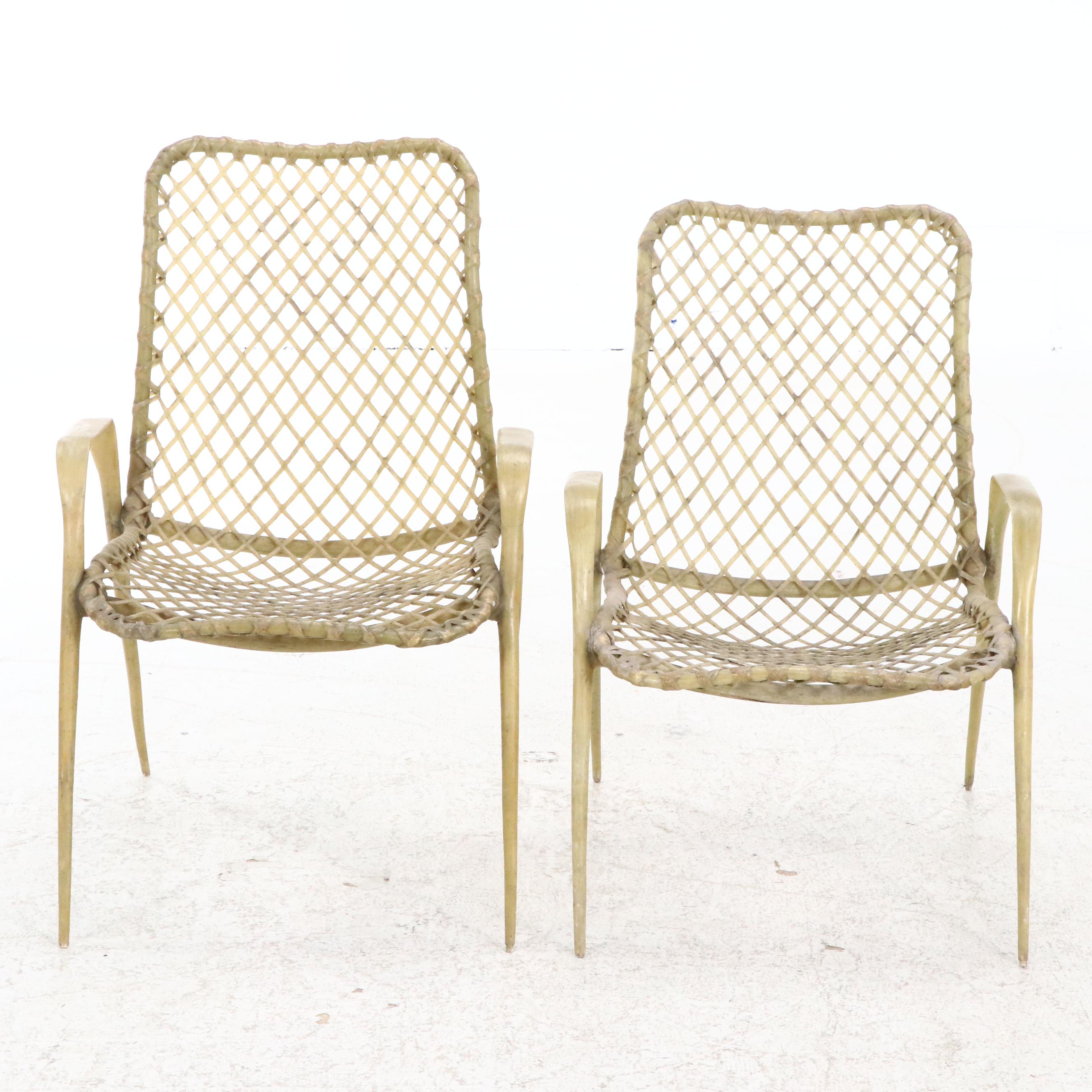 Six Troy Sunshade Co. Mid Century Modern Resin "String" Chairs