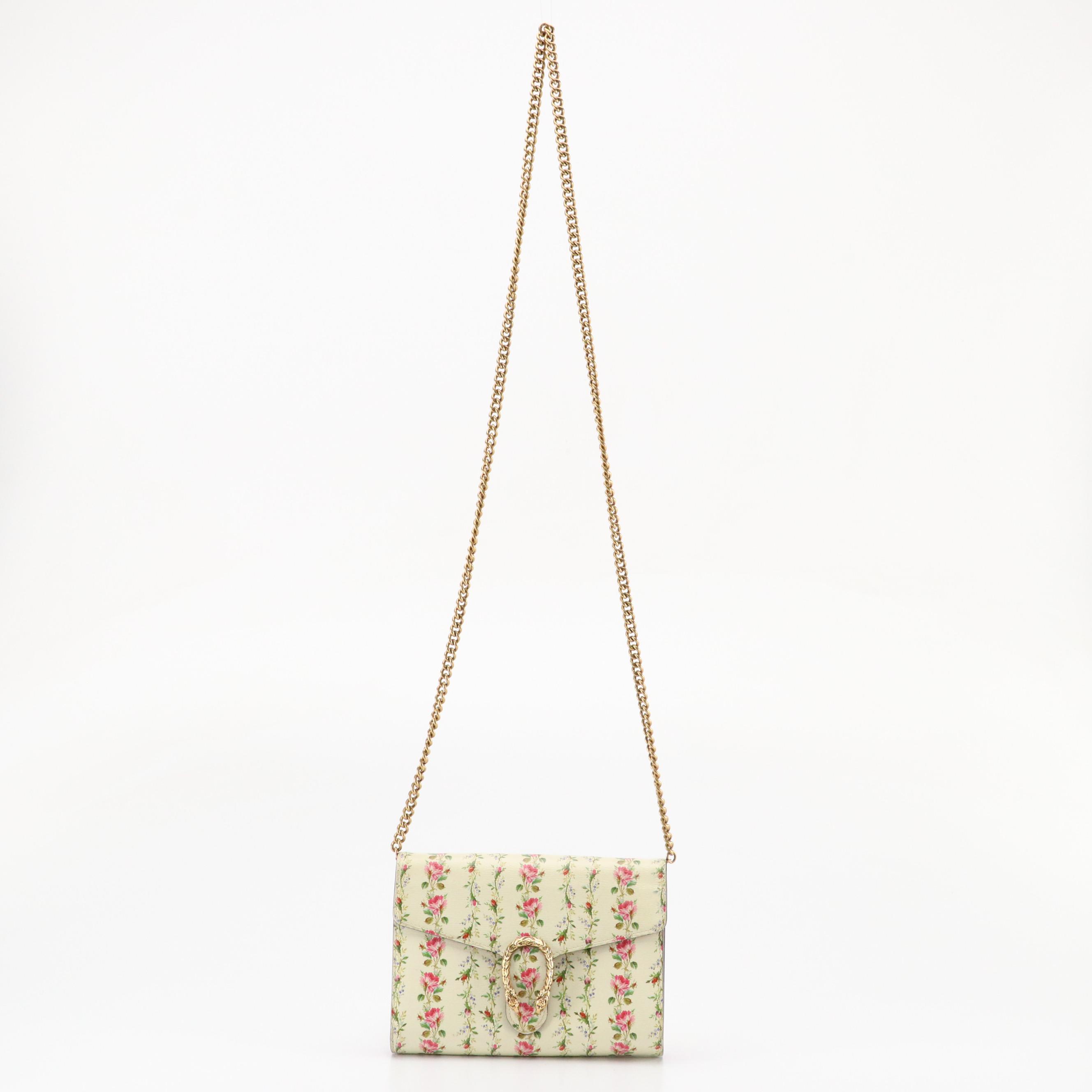 Gucci Limited Edition Dionysus Chain Strap Bag in Floral Print and Pink Leather