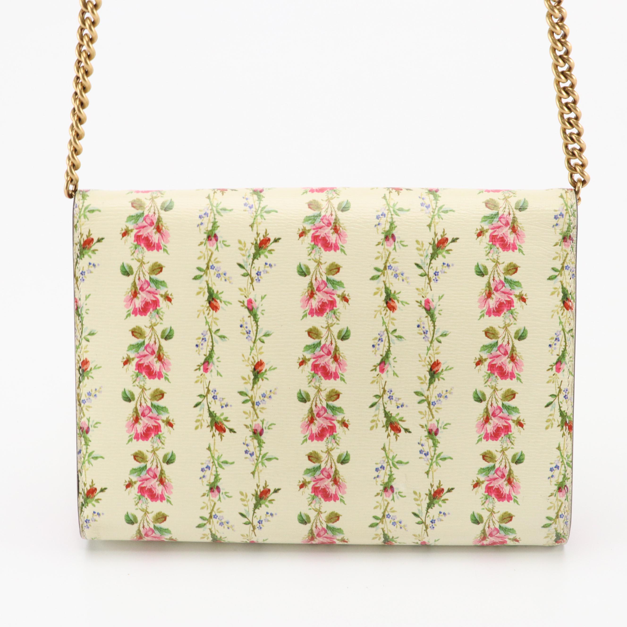 Gucci Limited Edition Dionysus Chain Strap Bag in Floral Print and Pink Leather