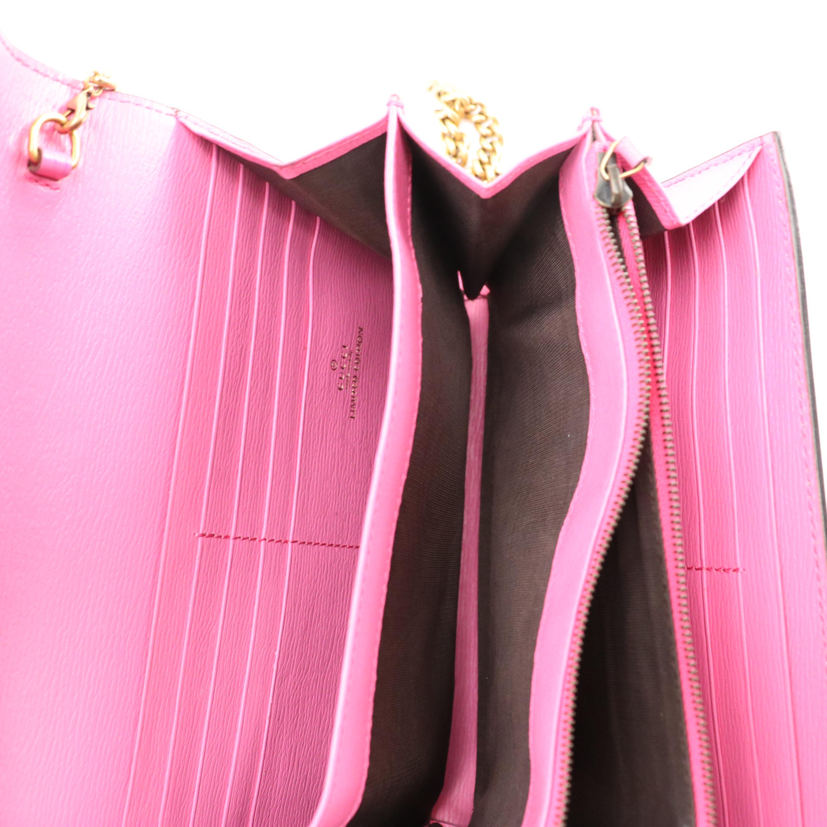 Gucci Limited Edition Dionysus Chain Strap Bag in Floral Print and Pink Leather