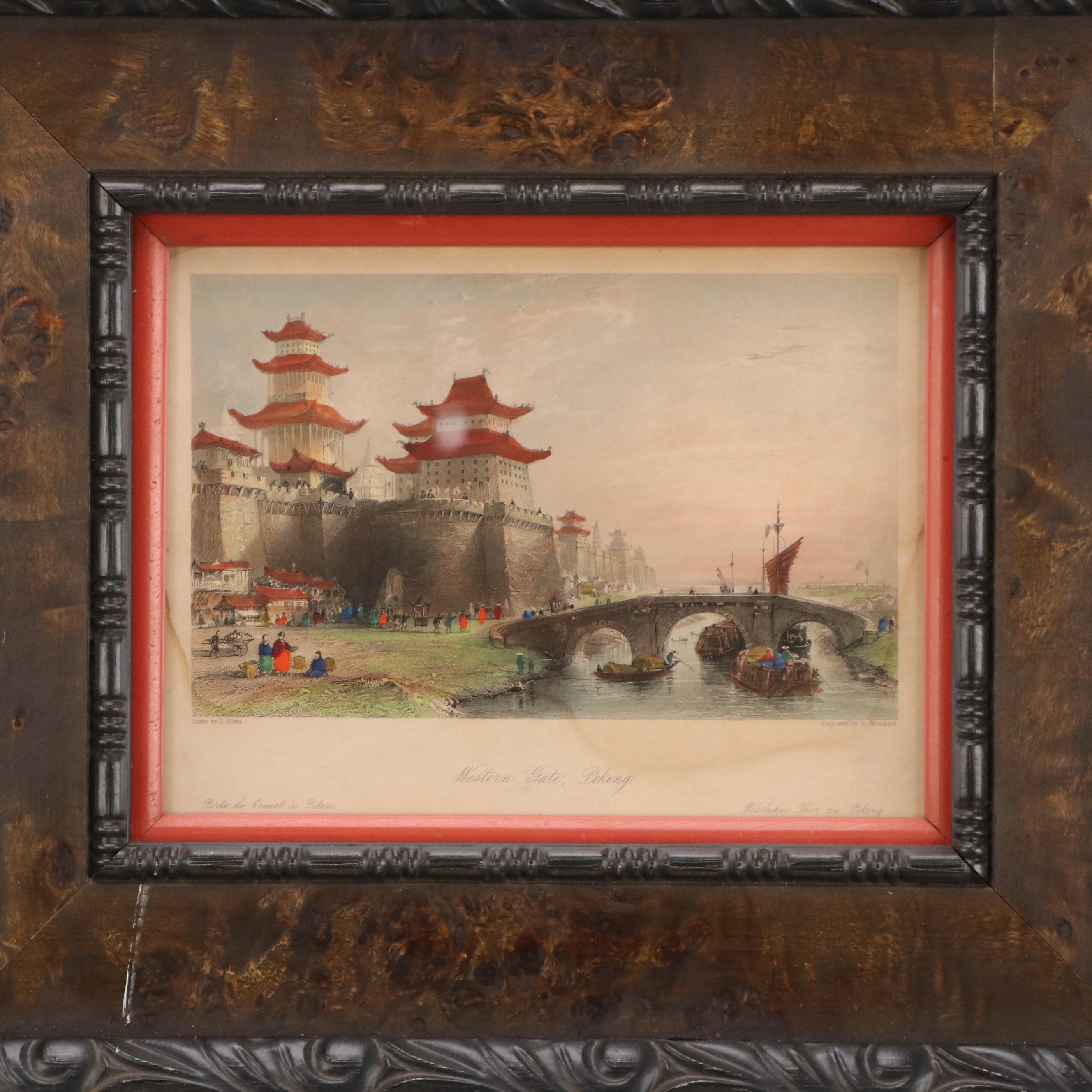 After Thomas Allom Hand-Colored Engravings of Chinese Landscapes