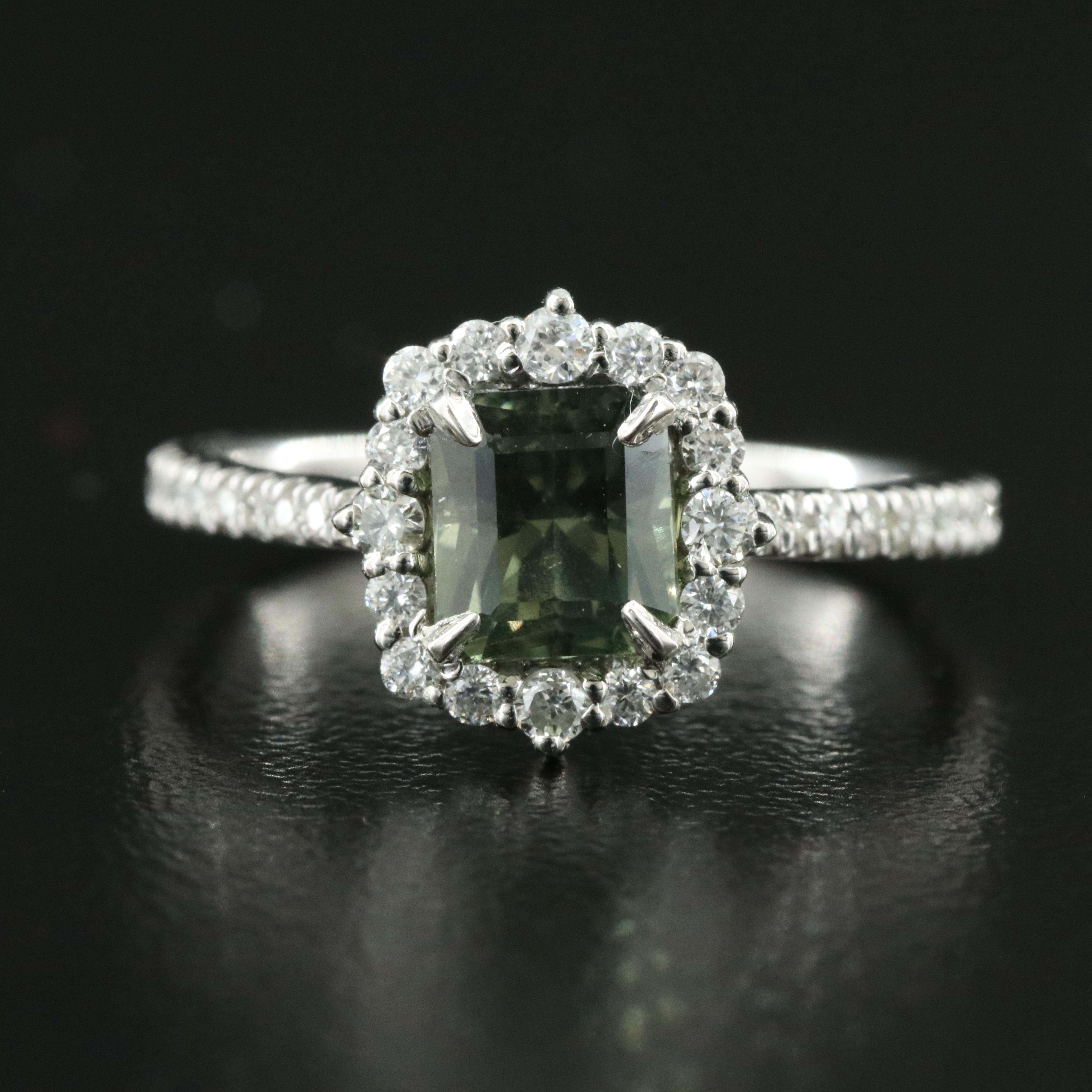 Platinum 1.43 CT Unheated Sapphire and Diamond Ring with GIA Report