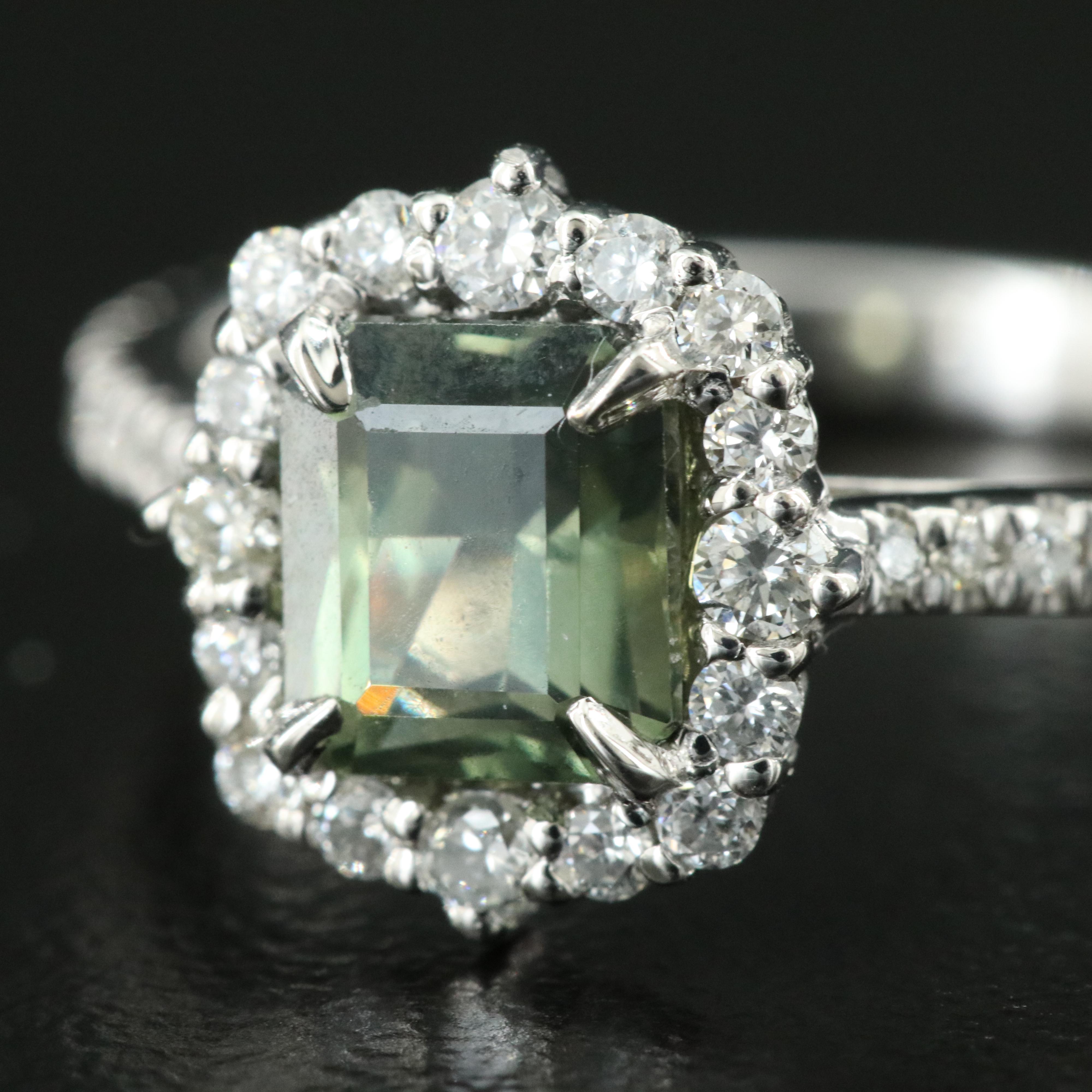 Platinum 1.43 CT Unheated Sapphire and Diamond Ring with GIA Report