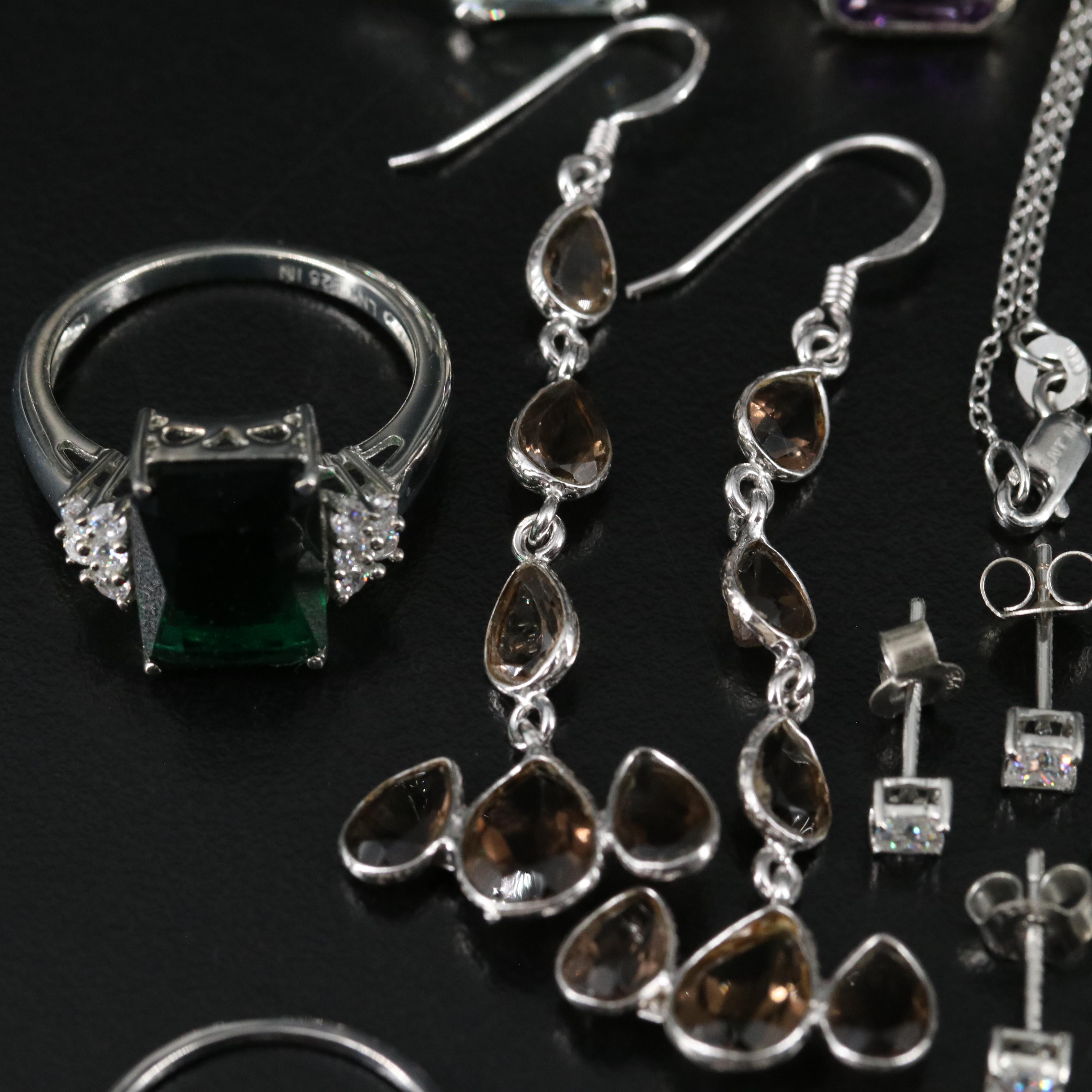 14 Assorted Sterling Silver Rings, Necklaces, Earrings, and Pendants