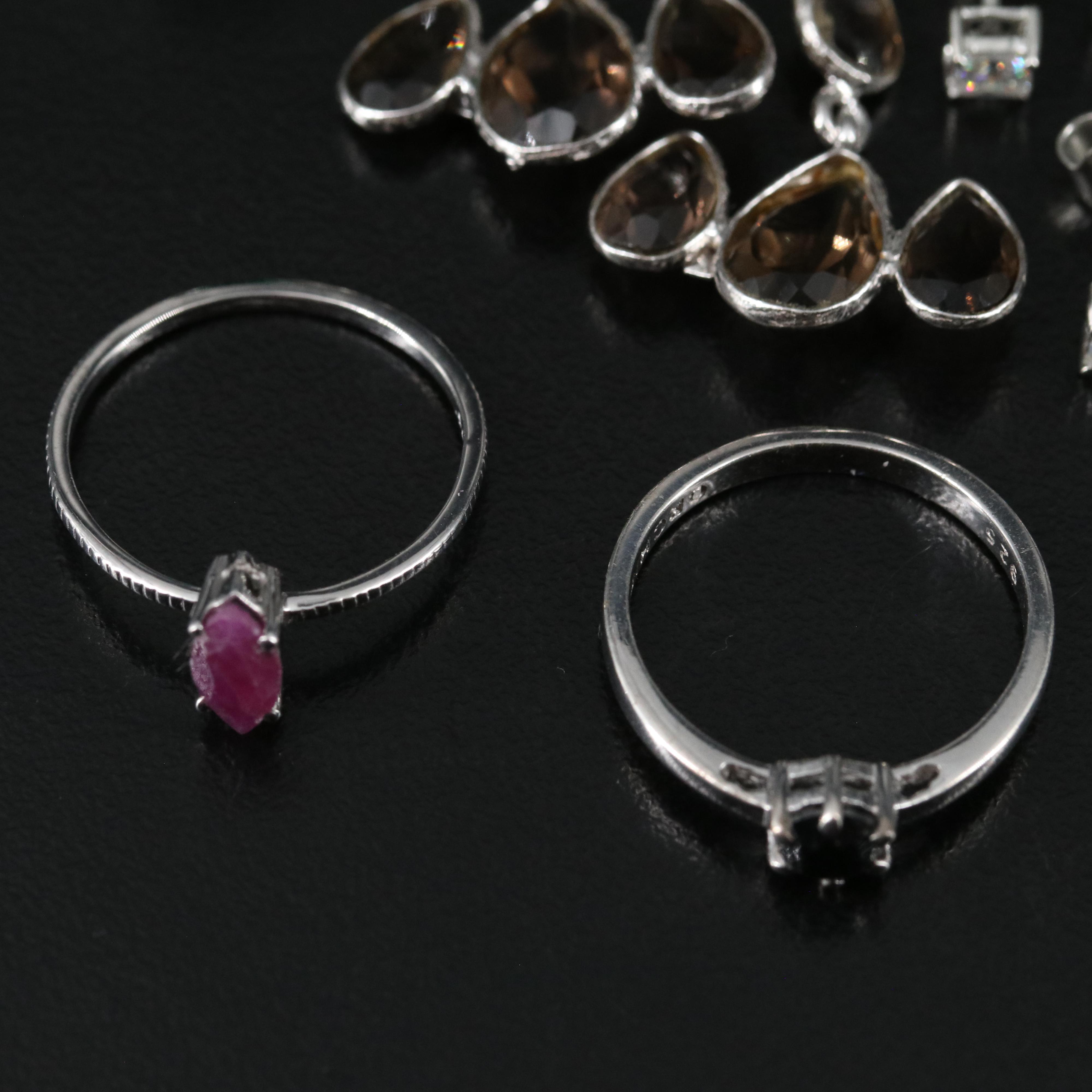 14 Assorted Sterling Silver Rings, Necklaces, Earrings, and Pendants