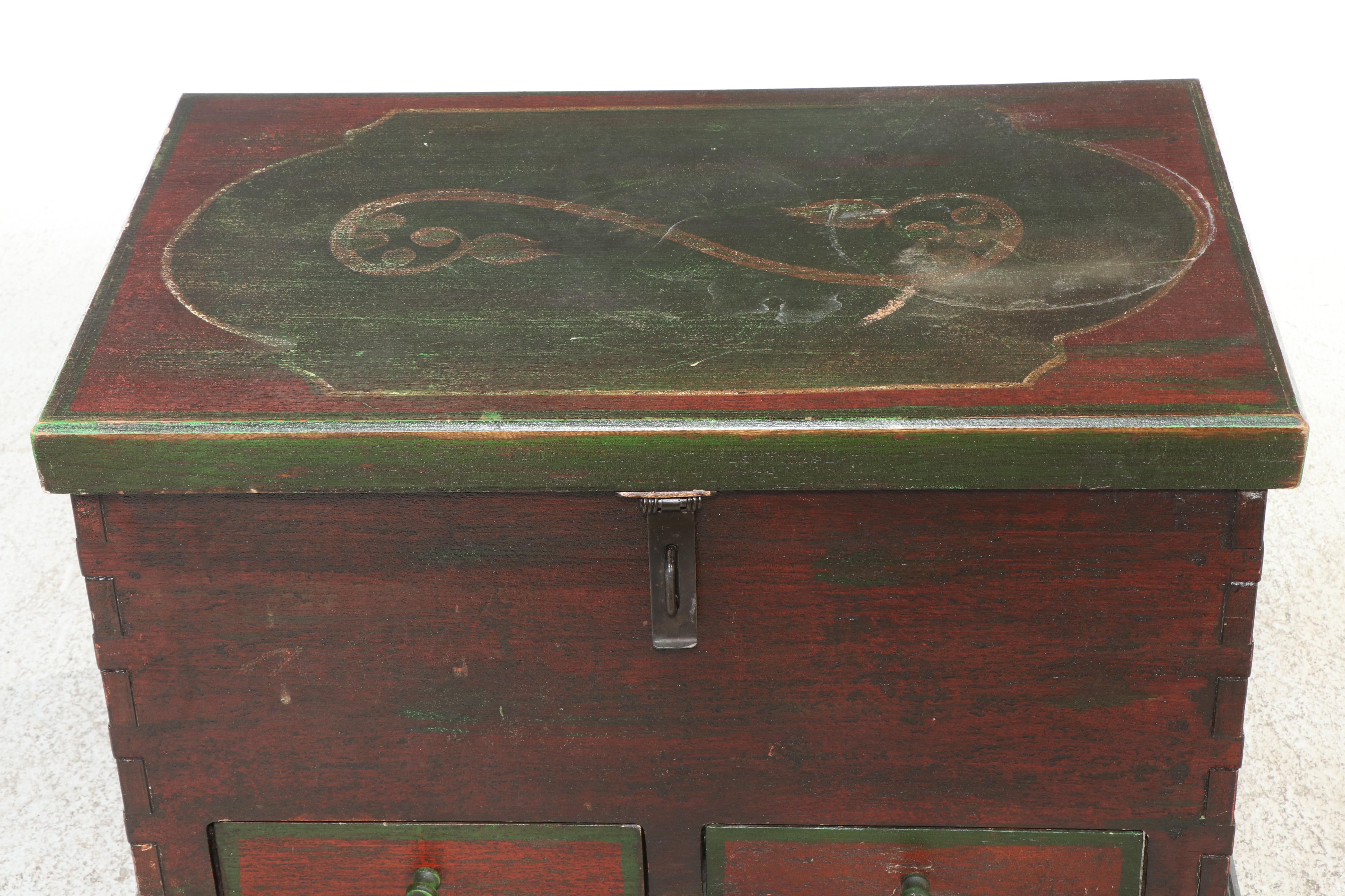 Spanish Colonial Style Polychrome-Decorated Two-Drawer Chest