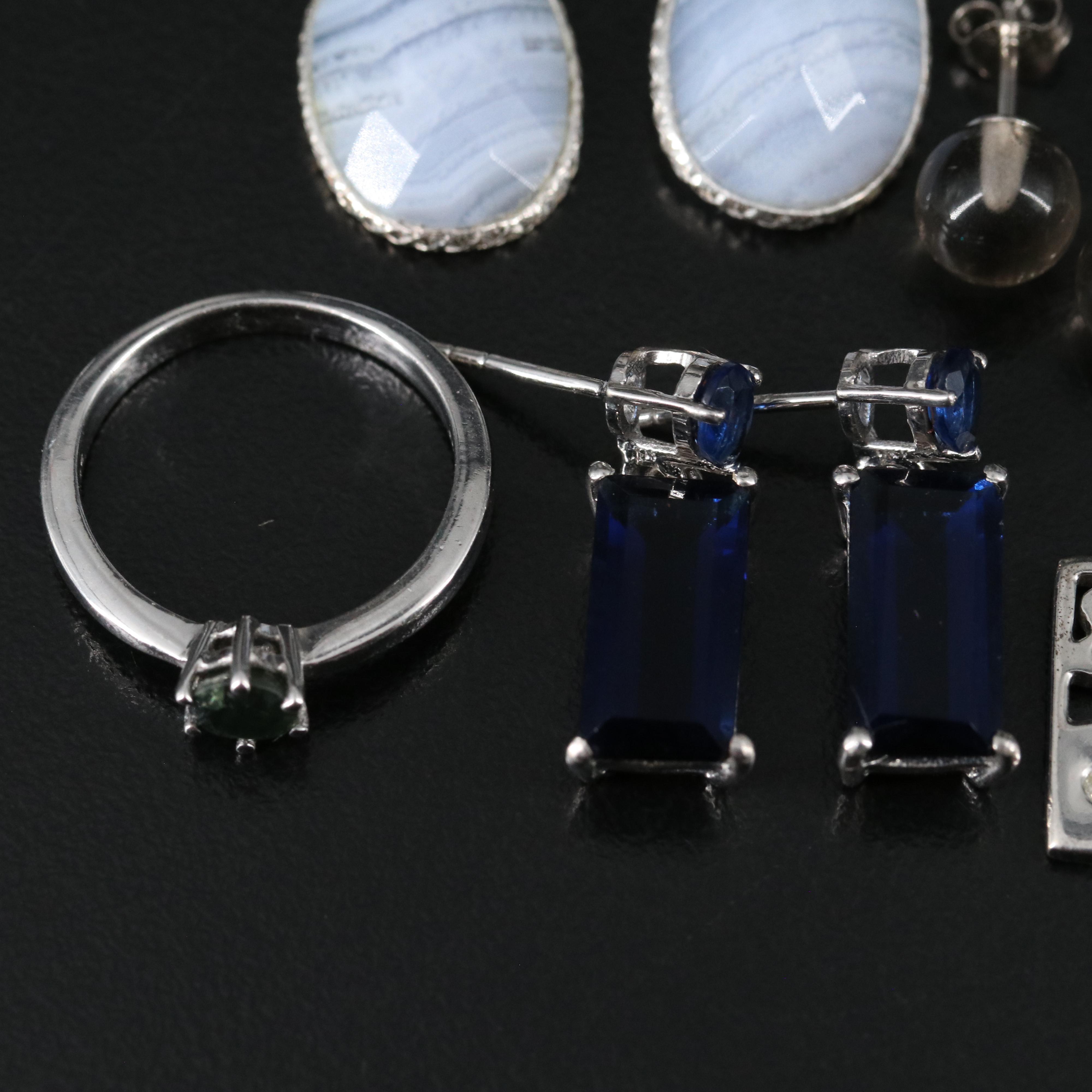 14 Assorted Sterling Silver Rings, Necklaces, Earrings, and Pendants