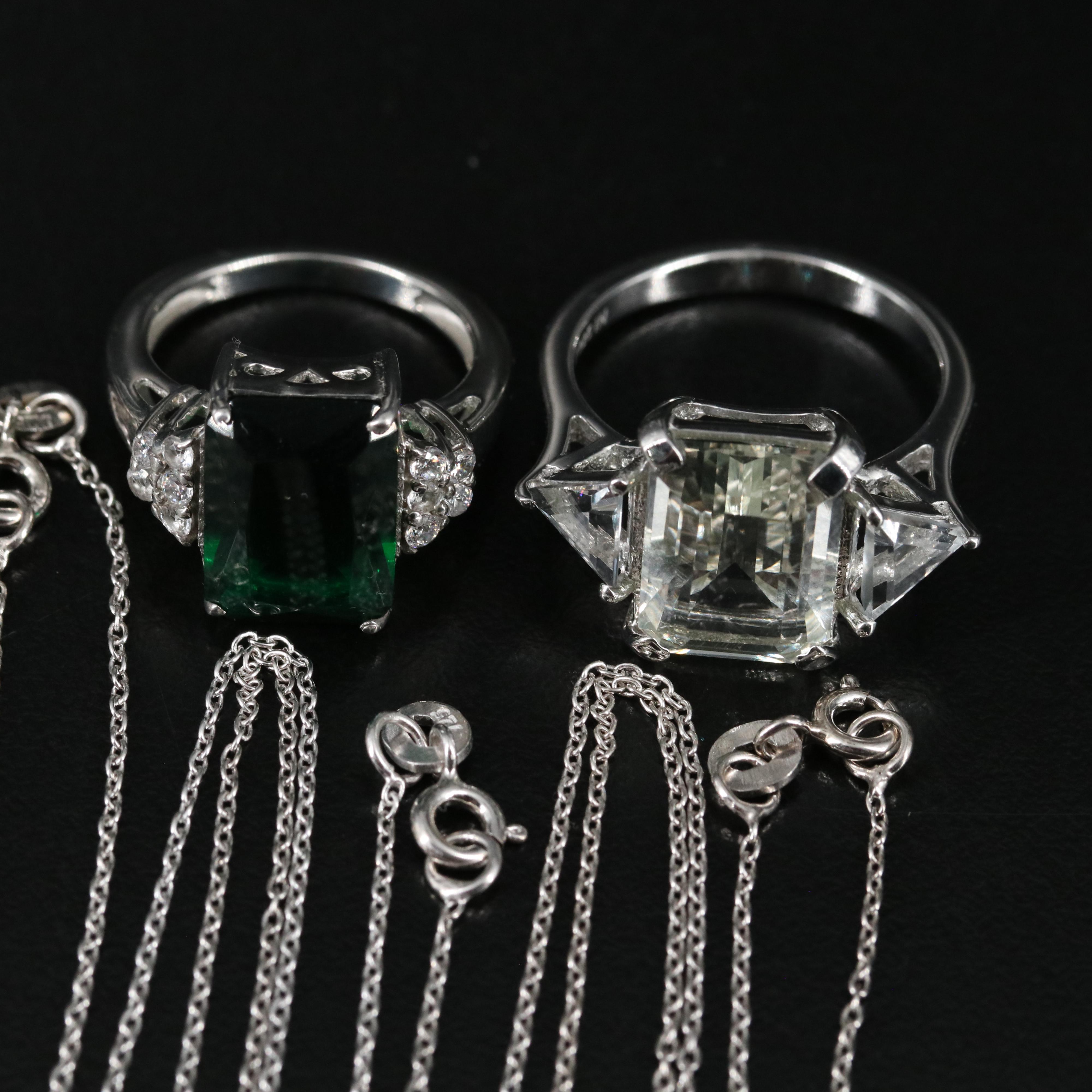 14 Assorted Sterling Silver Rings, Necklaces, Earrings, and Pendants